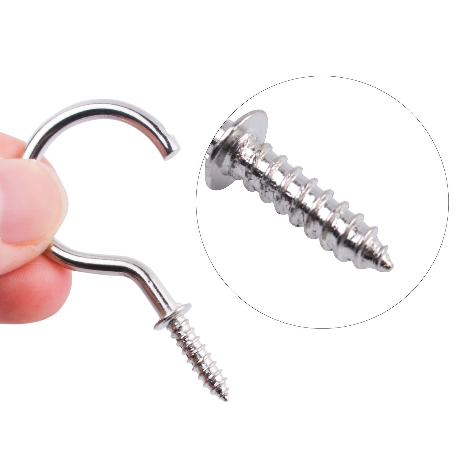 Aylifu 100-Pack Small Screw-in Ceiling Hooks, 37mm (1.45in) Metal Cup Hooks for Wall & Ceiling - Silver & Gold Mug Hangers for Coffee Cups, Tea Mugs, Plants, Lights - Perfect for Kitchen, Bathroom, Garage Organization