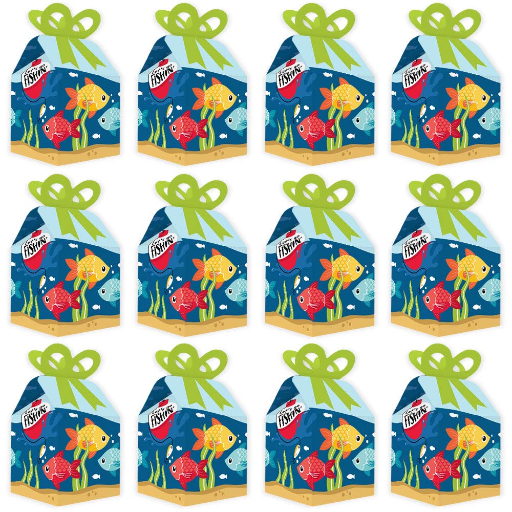 Let’s Go Fishing Gift Boxes - 12pcs Fish Theme Party Favors for Birthdays & Baby Showers