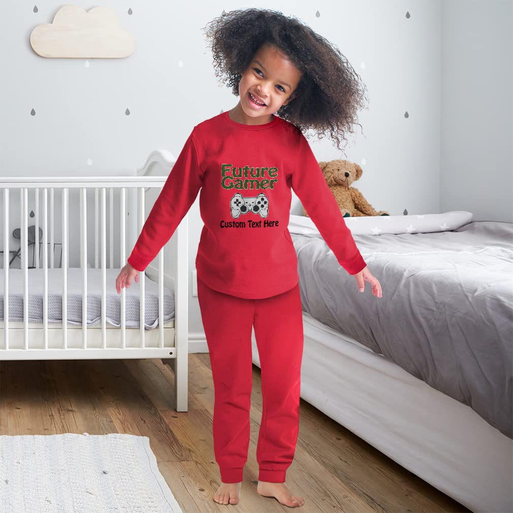 Custom Boy & Girl Cotton Toddler Pajamas - Future Gamer & Profession Baby Sleepwear Set - Snug Fit Navy - Personalized Text - 12 Months - Perfect for Bedtime & Playtime