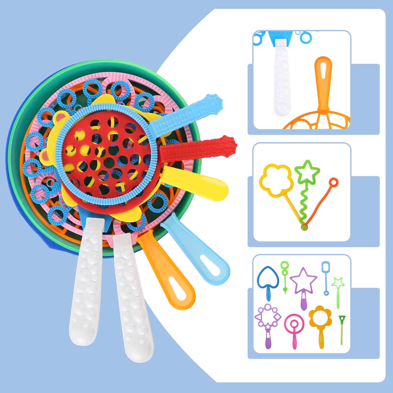 28-Piece Large Bubble Wands Set with Tray - Fun Outdoor Bubble Toys for Kids, Summer Party Favors, Birthday Gifts, and Backyard Activities (Perfect for Parks, Beaches, and Outdoor Play)