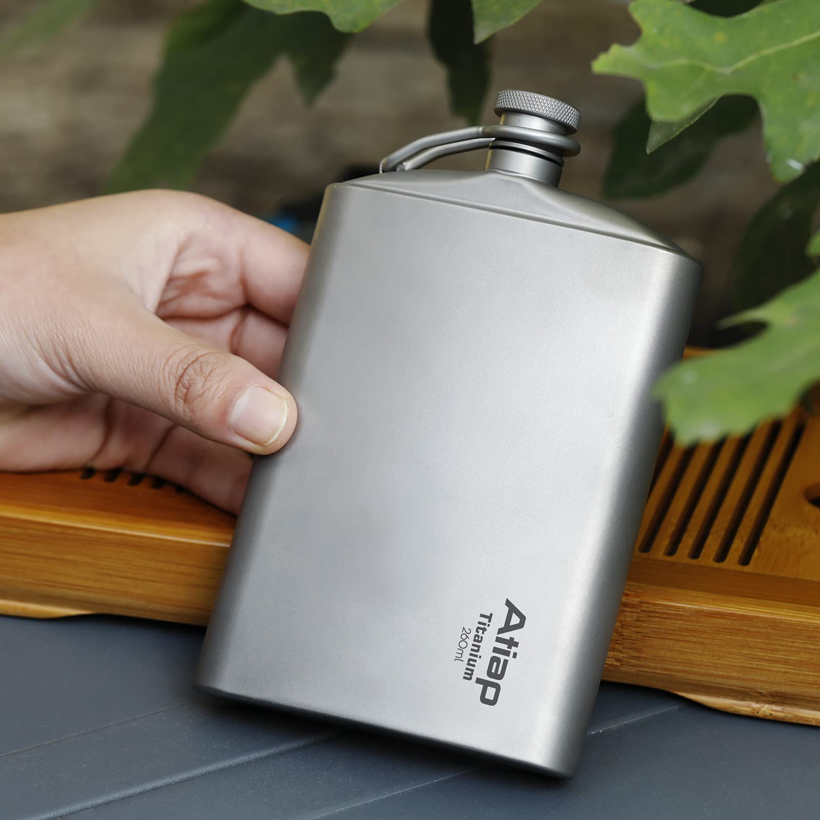 Premium 260ML Titanium Hip Flask with Funnel & Cap - Lightweight Outdoor Portable Liquor Flask for Camping, Hiking & Travel - Durable Whiskey, Vodka & Rum Container for Men & Women