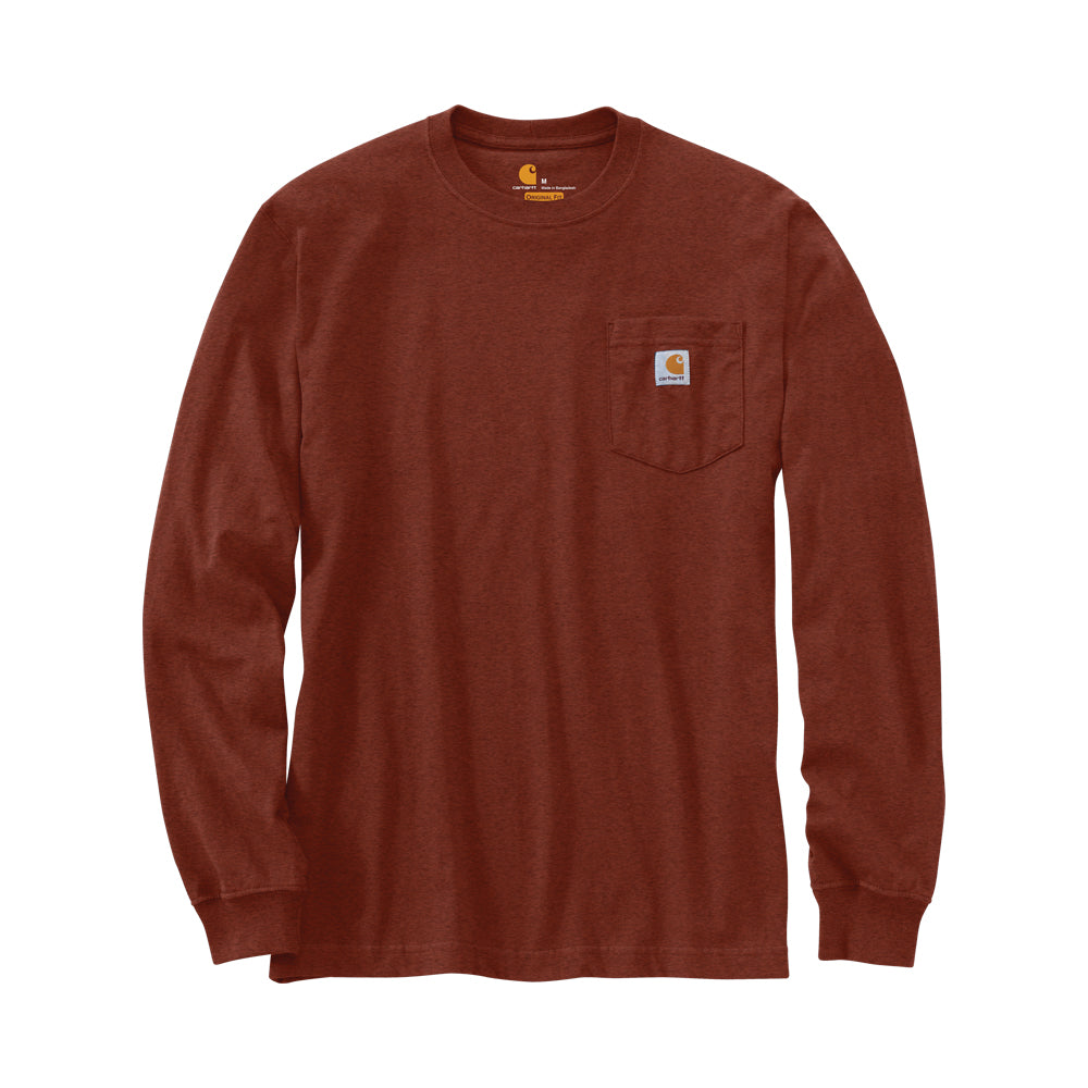 Carhartt Men's Long Sleeve Pocket T-Shirt | Durable Workwear Shirt in Iron Ore Heather | Ideal for Construction, Outdoor Work & Casual Wear