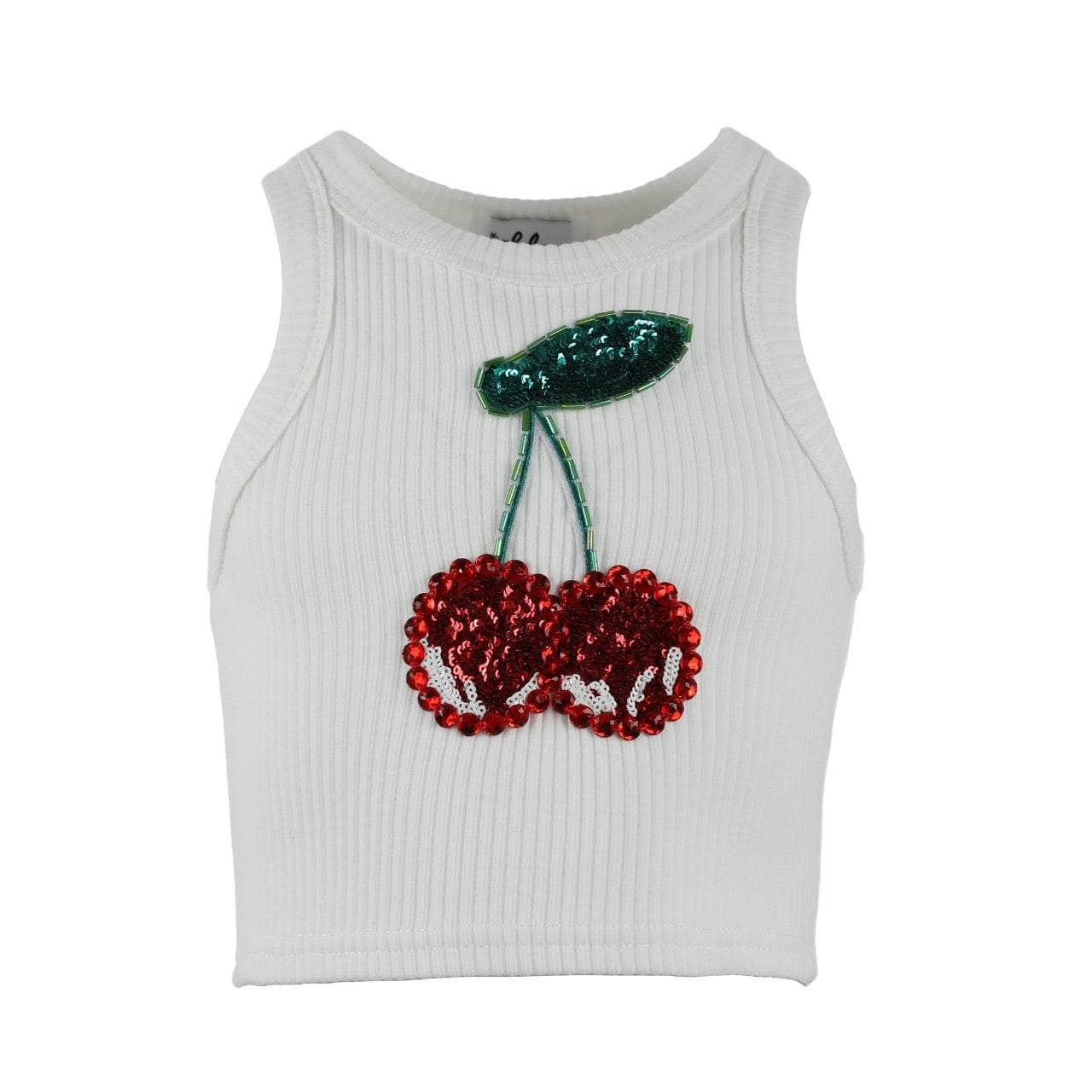 Lola & The Boys Beaded Gem Cherry Tank Top for Girls - Stylish Summer Casual Wear, Perfect for Beach, Parties & Everyday Outfits