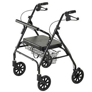 Heavy Duty Cardinal Health Rollator Walker - 400 lb Weight Capacity, Black - Ideal for Seniors & Mobility Assistance at Home & Outdoors