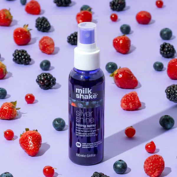 Milk Shake Silver Shine Toning Spray 100ml - Purple & Blonde Hair Color Neutralizer for Salon & Home Use - Perfect for Brassiness Removal & Shine Enhancement