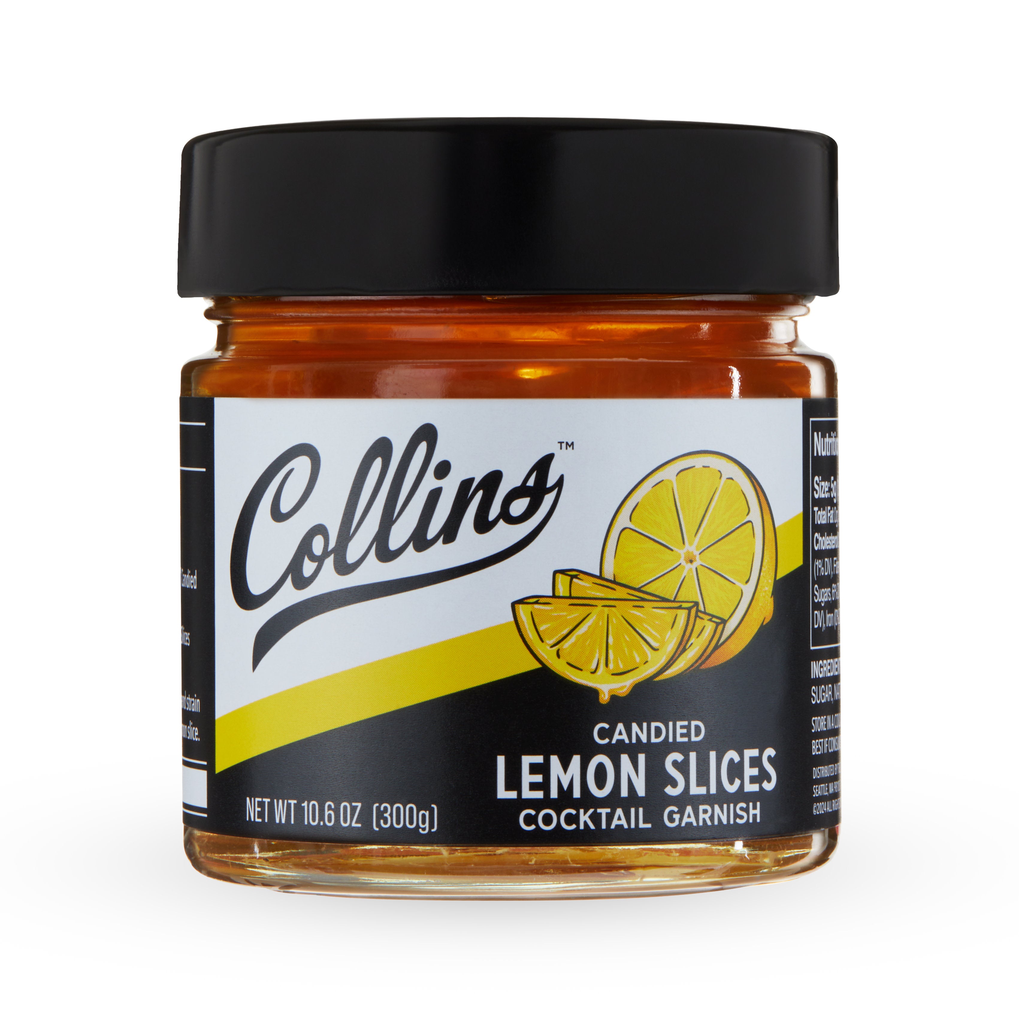 Sweet Candied Lemon Slices in Syrup - 10.6 oz Jar | Gourmet Dessert Topping for Cakes, Cocktails & Tea | Premium Baking Ingredient & Cocktail Garnish
