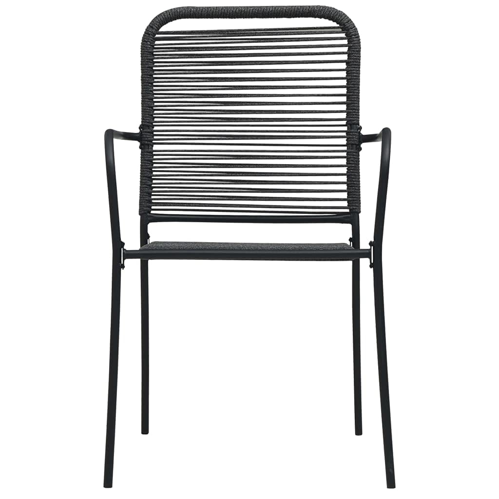 4-Piece Black Wrought Iron Outdoor Dining Chairs Set with Cotton Rope Seats - Patio Furniture for Garden, Backyard, and Poolside Relaxation
