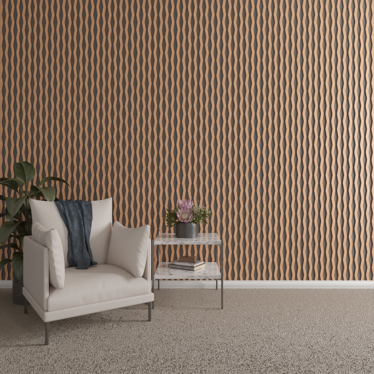Eastport Adjustable Wood Slat Wall Kit - DIY Modern Acoustic Panel for Home Office & Bedroom Decor - Easy Installation & Customizable Design