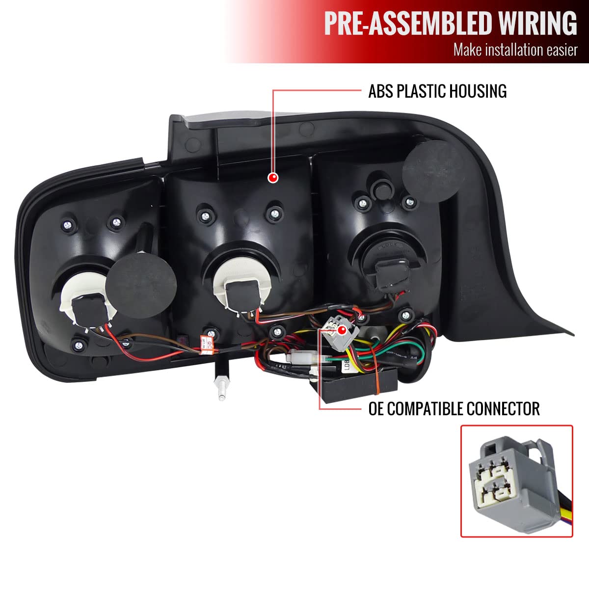 05-09 Red Clear LED Sequential Turn Signal Tail Lights & Brake Lamps - Compatible with Select Vehicle Models | Enhance Visibility & Style for Night Driving & Car Shows
