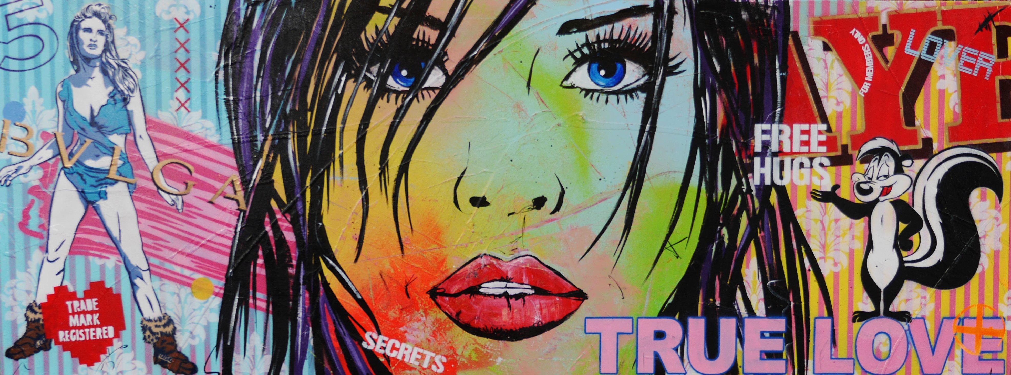 Echoes 160cm x 60cm Stunning Pop Art Painting of Beautiful Girl - Perfect for Modern Home Decor, Living Room Wall Art & Gift for Art Lovers