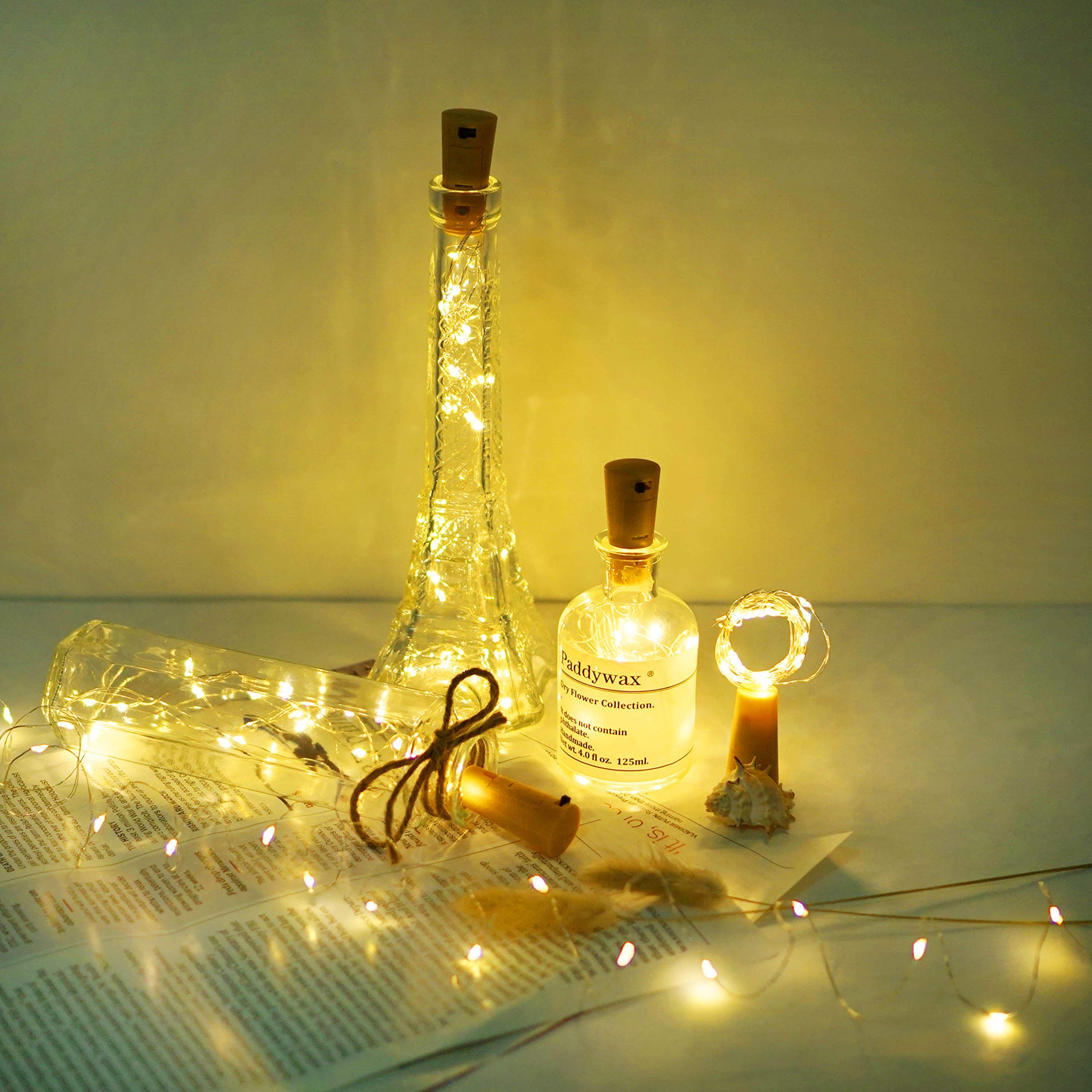 16 Pack Battery Operated Wine Bottle Lights with Cork - 20 LED Cork Shape Silver Wire Fairy String Lights for DIY, Party, Christmas, Wedding & Home Decor (Warm White) | Perfect for Table Centerpieces, Bar Lighting & Holiday Ambiance
