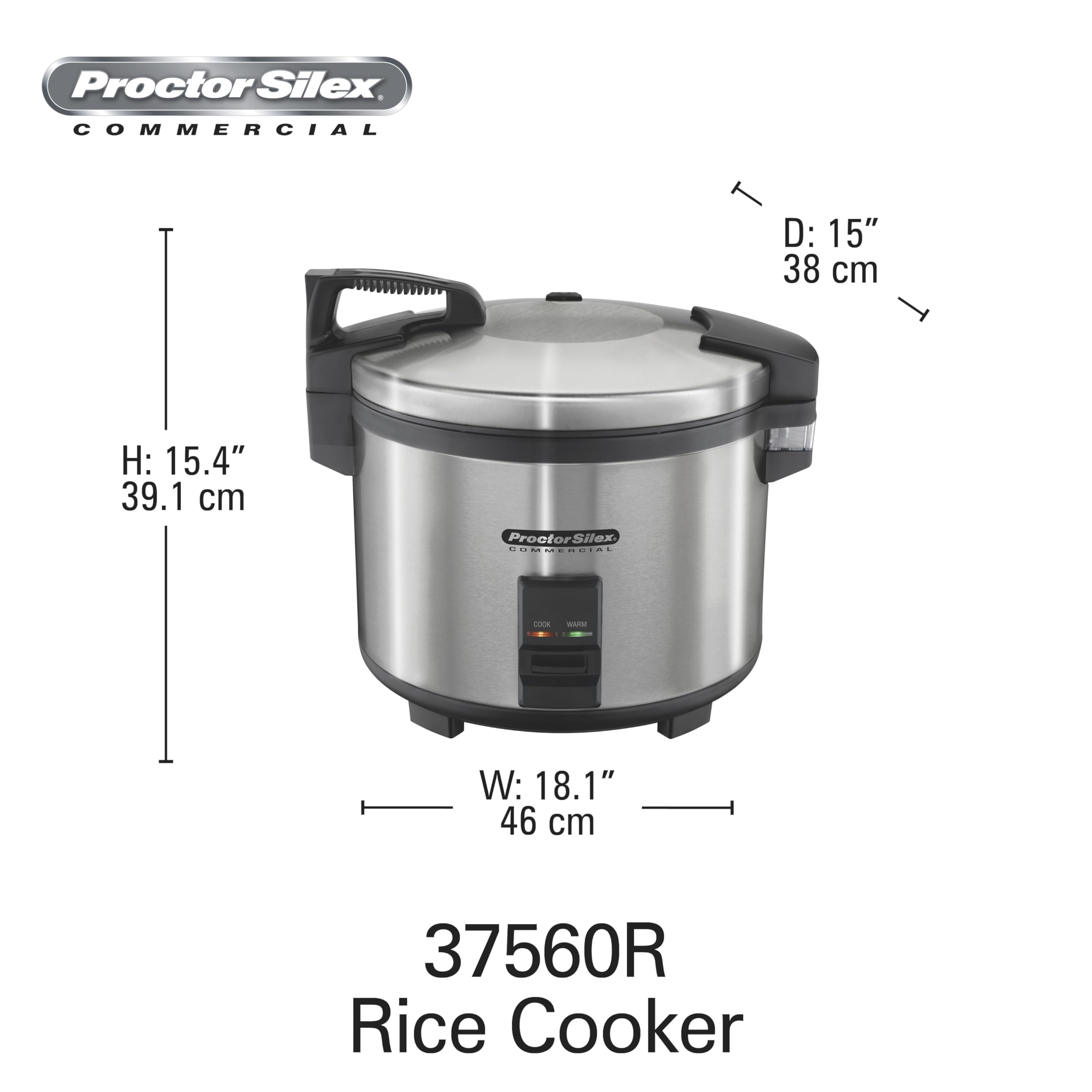 Hamilton Beach Proctor Silex Commercial 37560R 60-Cup Rice Cooker & Warmer with Non-Stick Pot, Hinged Lid & Stainless Steel Housing - Perfect for Catering, Restaurants & Large Family Gatherings - 1 Year Warranty