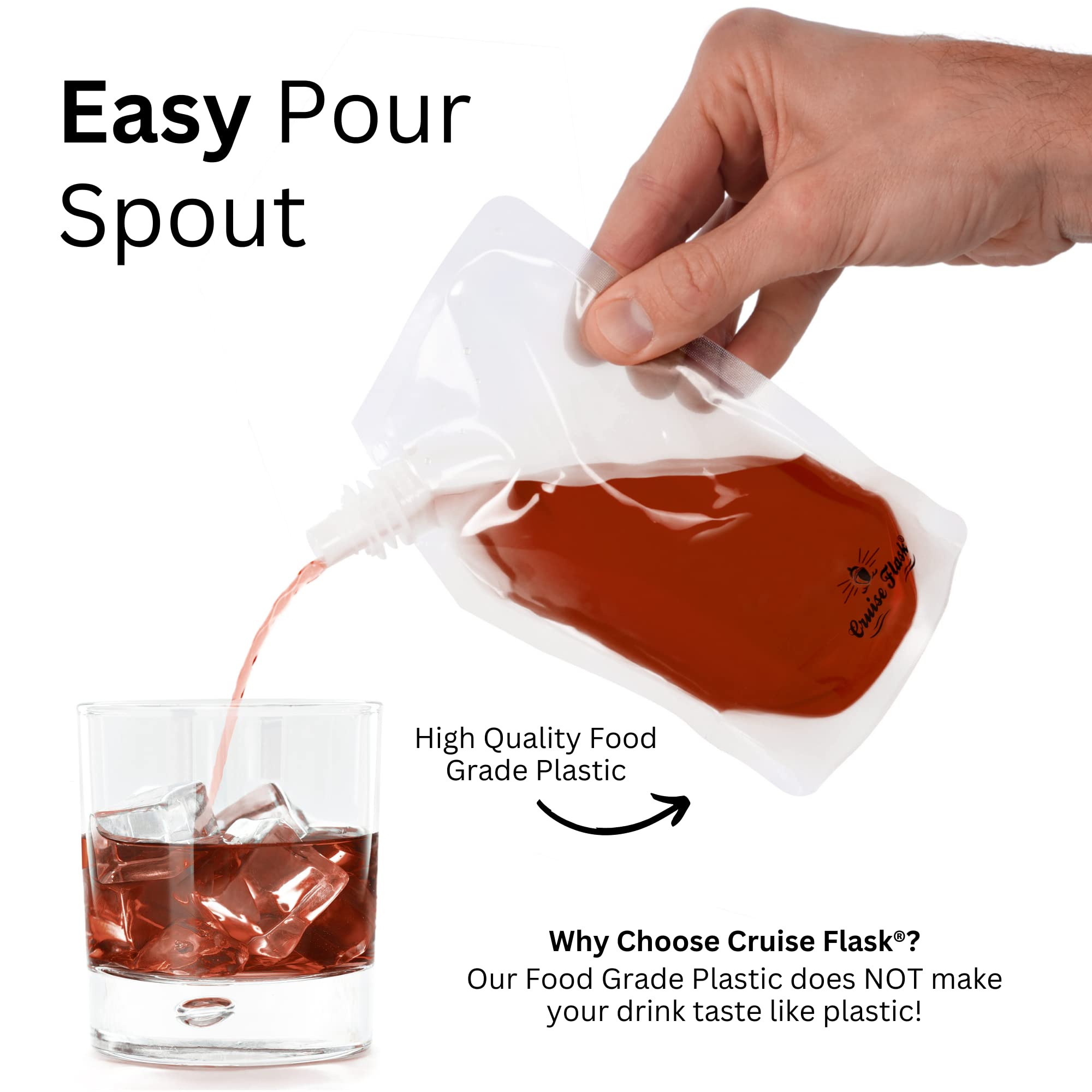 Concealable & Reusable Cruise Flask Kit - 3 Pack 32oz Travel Bottles with Funnel - Perfect for Sneaking Drinks on Cruises, Festivals & Outdoor Events