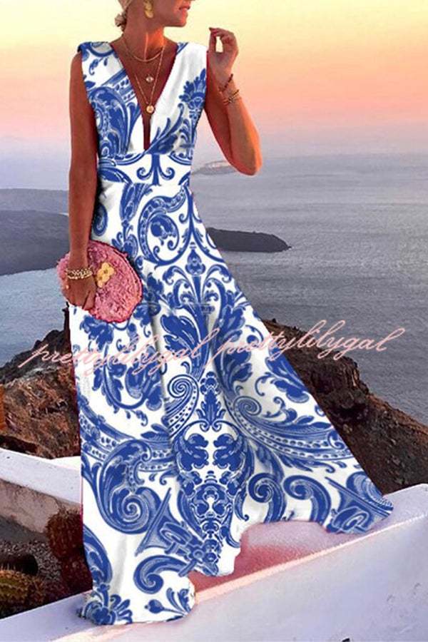 Elegant V-Neck Maxi Party Dress for Women - Perfect for Weddings, Prom & Evening Events | Flowy Long Formal Gown