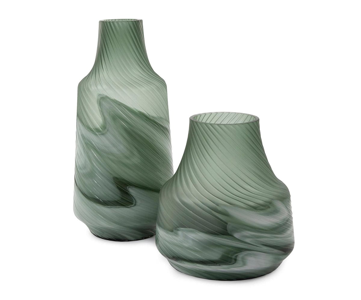 Handmade Teal Swirl Glass Vase - Modern Home Decor for Living Room, Dining Table & Wedding Centerpieces