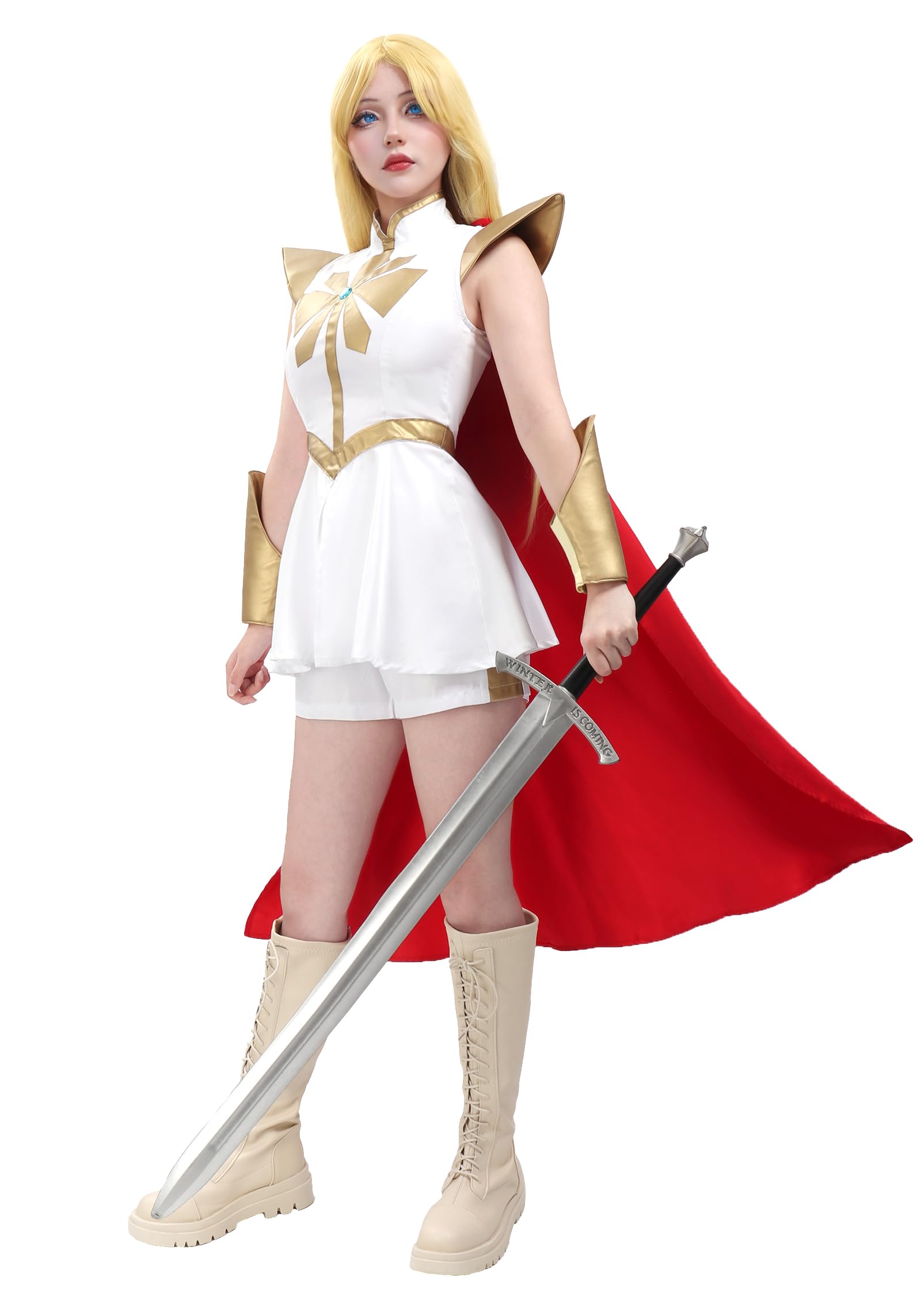 Power Princess Cosplay Costume with Red Cape - Halloween Dress for Women & Girls | Perfect for Cosplay Events, Comic Con & Halloween Parties