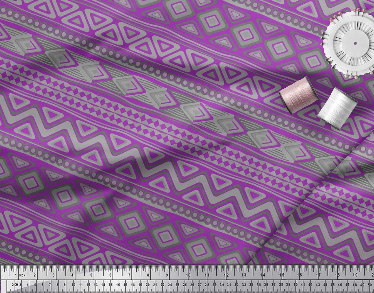 Soimoi Moss Georgette Brown Fabric by The Yard - 42 Inch Wide Aztec Geometric Printed Material for Dresses, Curtains & Home Decor | Tribal Contemporary Fusion Fashion Fabric
