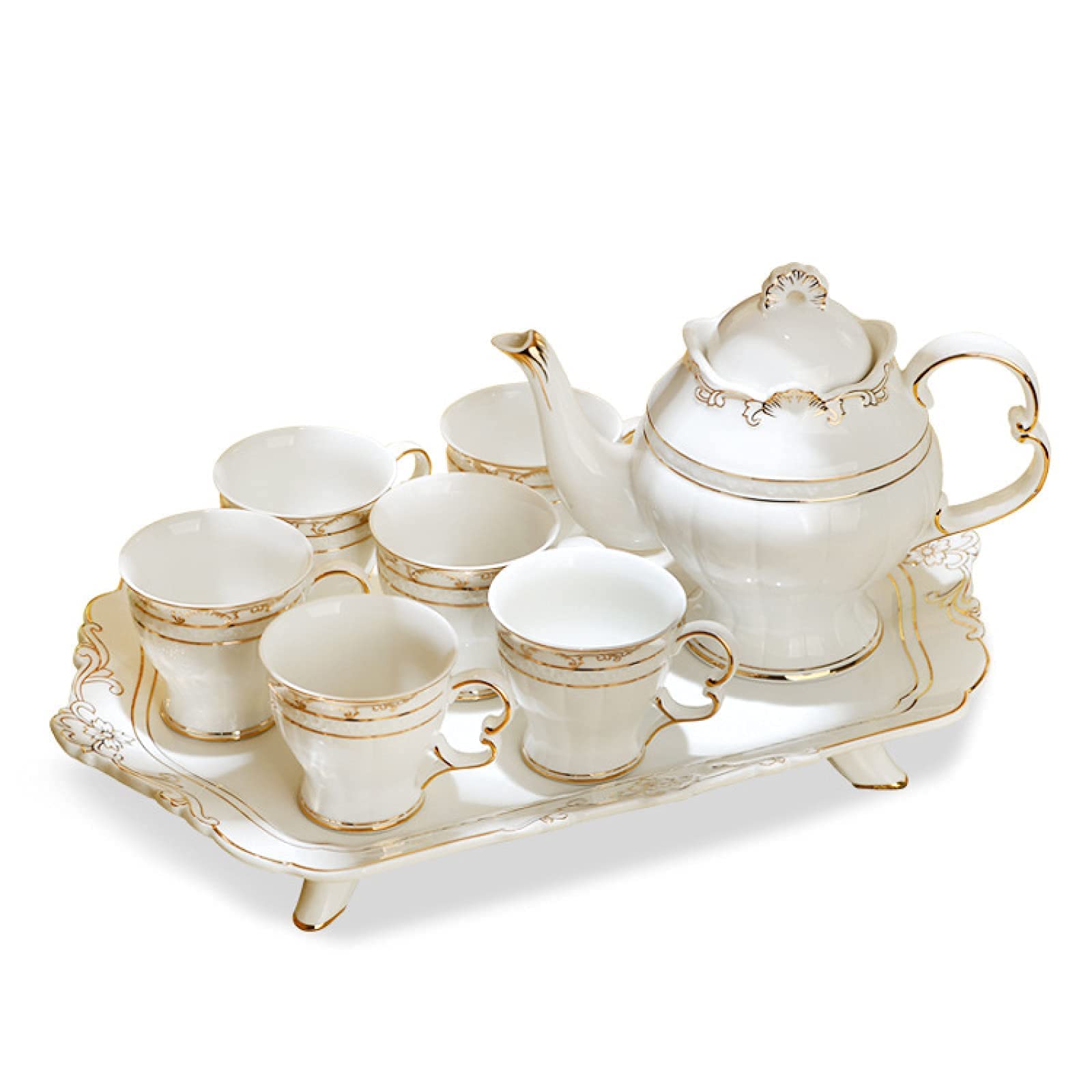 Premium Chinese Porcelain Tea Set with Teapot & Cups - Elegant Floral Design for Adults - Perfect for Afternoon Tea, Flowering Tea & Coffee - Includes Matching Tea Tray (Color B) | Ideal for Home Tea Ceremonies, Gift Giving & Relaxing Tea Moments