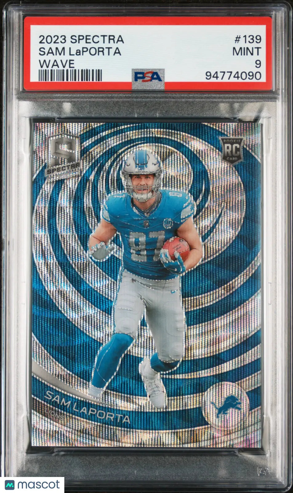 2023 Panini Spectra Sam LaPorta Rookie Card PSA 9 Wave 07/11 #139 - Football Collectible for Display & Investment