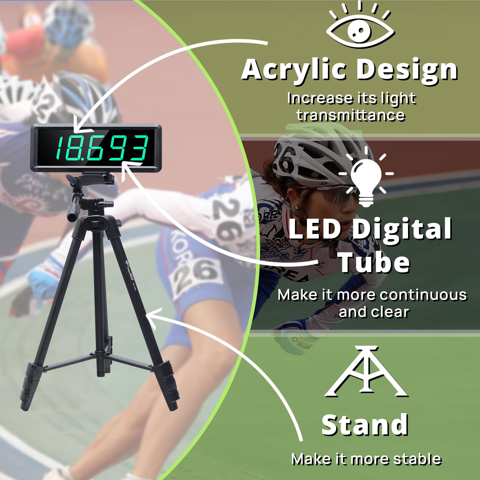 YZ Laser Sprint Timer System - High Stand Race Clock & Running Stopwatch for Lap, Speed Training, Track Field & Football | Perfect for Outdoor Sports, Training Drills & Athletic Performance Measurement
