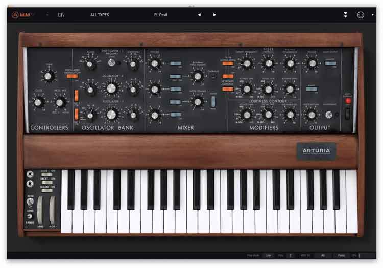 Arturia Mini V Software Synthesizer - Virtual Analog Synth Plugin Download for Music Production & Sound Design | Perfect for DAWs, Home Studios & Electronic Music