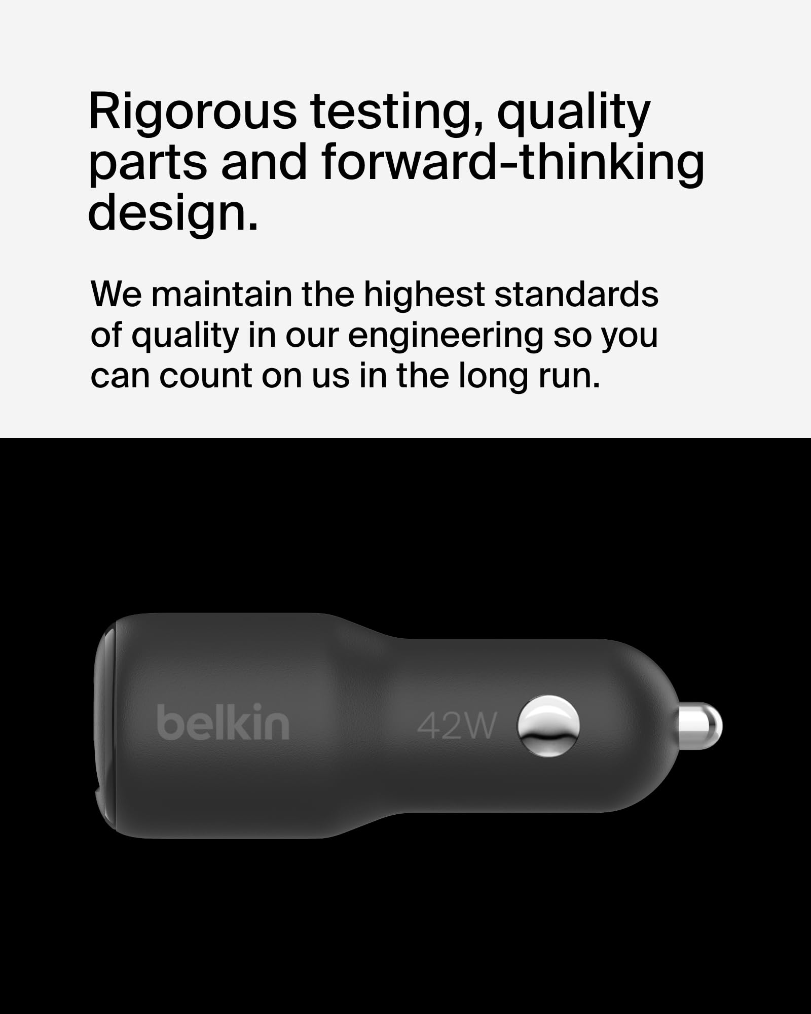 Belkin BoostCharge 42W Dual Port Fast Car Charger with 30W USB-C PPS & 12W USB-A - Compatible with iPhone 16/15 Series, Samsung Galaxy S25 - Includes USB-C Cable - Perfect for Road Trips & Daily Commutes - Black