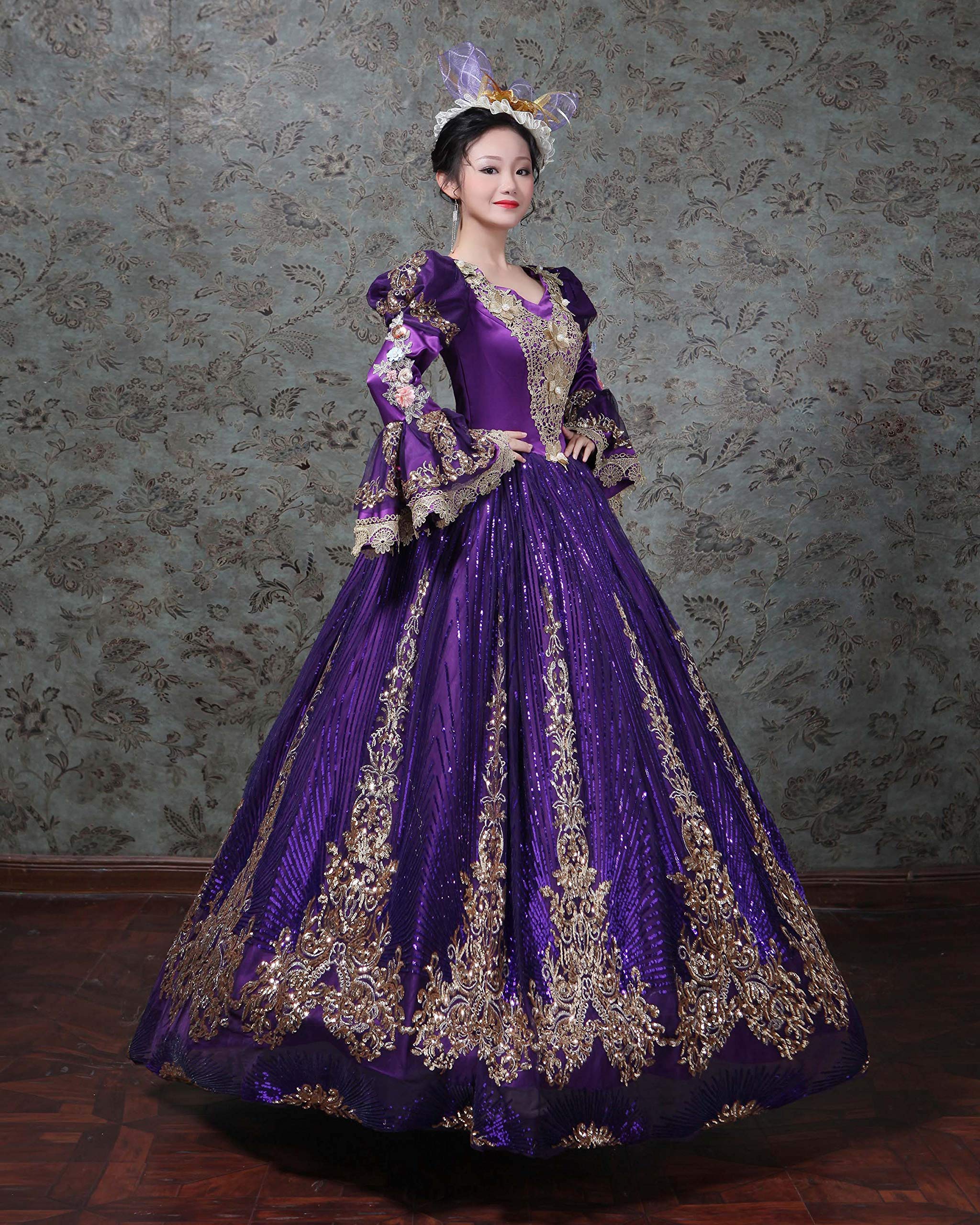 Victorian Renaissance Queen Dress for Women - Elegant Long Rococo Masquerade Ball Gown | Perfect for Cosplay, Halloween, Themed Parties & Historical Reenactments