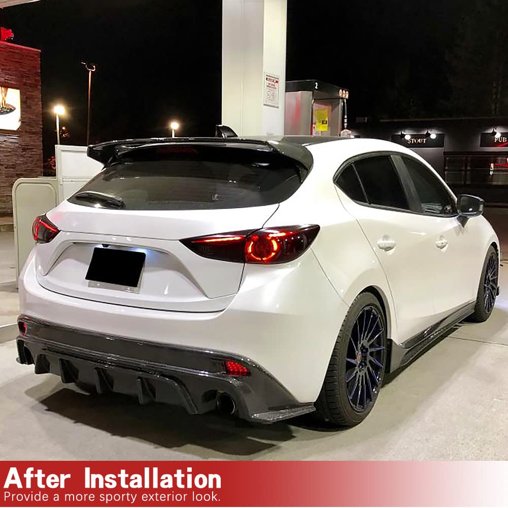 Carbon Fiber Roof Spoiler for Mazda 3 Axela Hatchback 4-Door 2014-2018 - High Gloss Rear Trunk Spoiler - Aerodynamic Window Lip - Factory Direct - Perfect for Street Racing & Car Shows