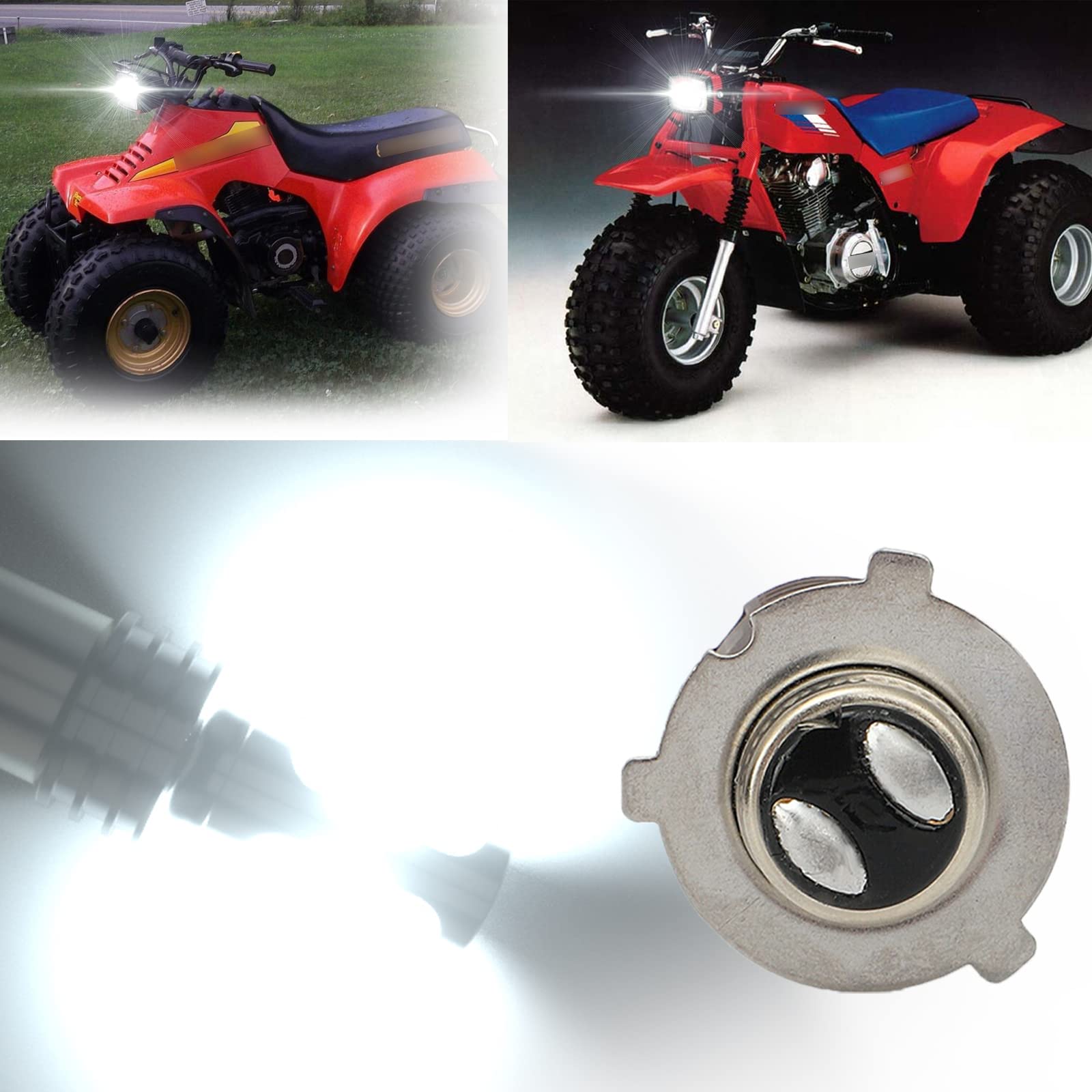 6000K P15d-25-3 LED Headlight Bulbs - Compatible with Honda ATC 125M 185 185S 200 200E 200S TRX - Mini Size Plug & Play - 6000K Bright White 12V 35W - Pack of 2 - Perfect for Off-Road ATV Night Riding & Trail Adventures