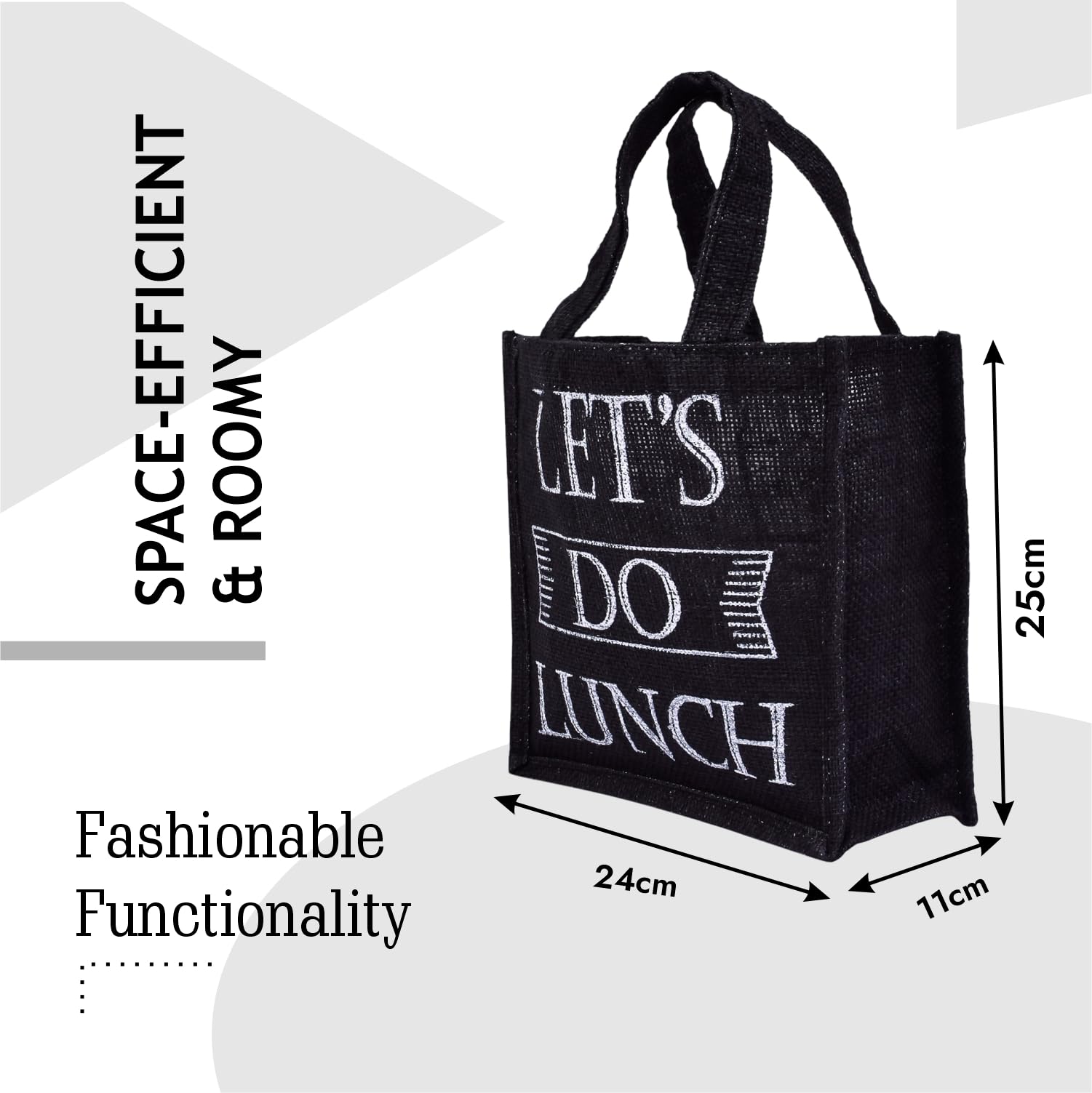 Kuber Industries Reusable Jute Lunch Bag with Handle - Eco-Friendly Office Lunch Tote for Men & Women - Small Size Pack of 3 - Perfect for Work, School & Picnics