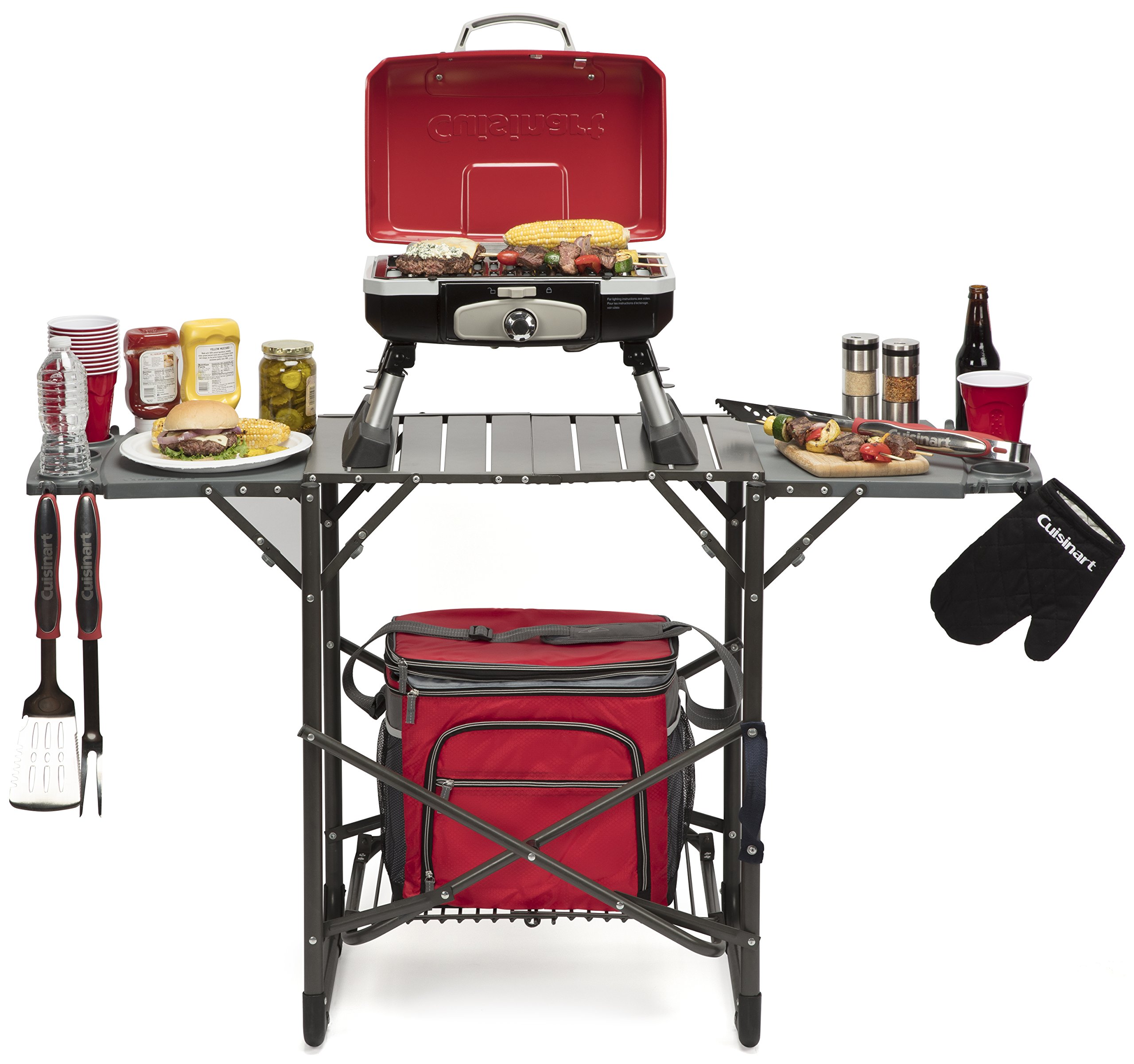 Cuisinart CFGS-222 Portable Grill Stand & CGC-18 Tabletop Grill Cover - Compact Travel BBQ Accessories for Camping, Picnics, Tailgating and Outdoor Cooking