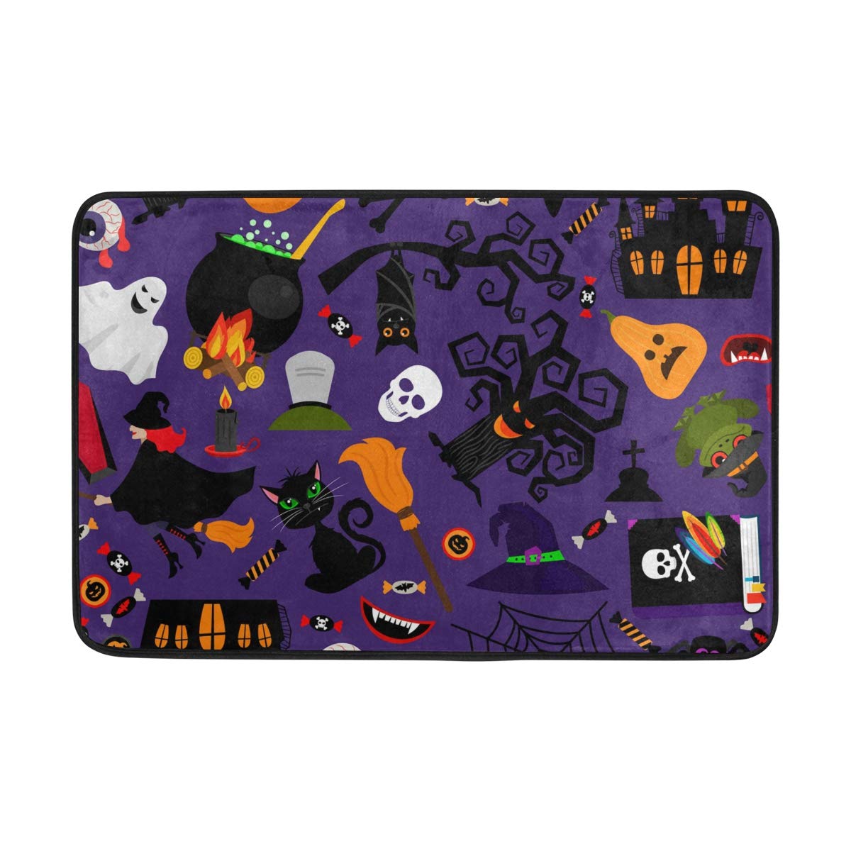 Non-Slip Halloween Pumpkin Witch Doormat - Indoor Welcome Mat for Front Door, Kitchen, Bathroom & Toilet - Perfect for Fall Decor and Spooky Home Entrance