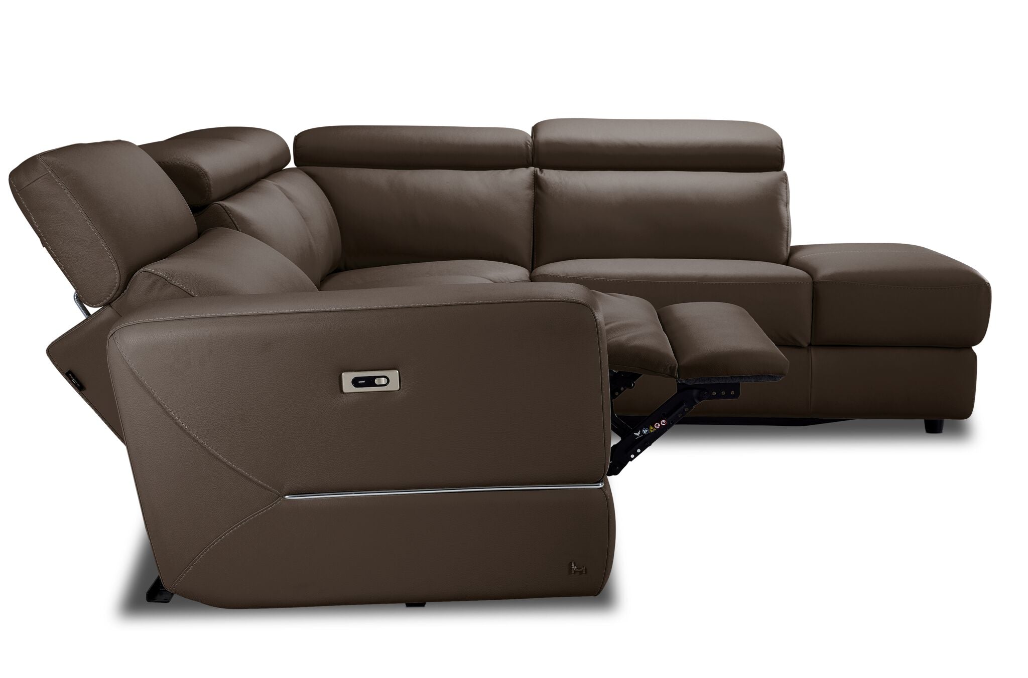 Bianca 3-Piece Power Reclining Sectional Sofa with Right Facing Chaise Lounge - Taupe Fabric - Perfect for Living Room, Home Theater & Family Gatherings