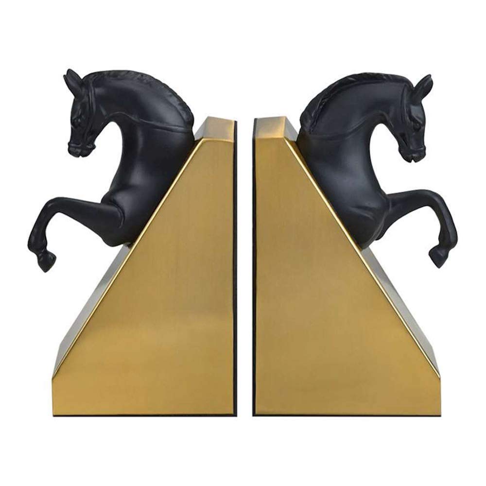 Heavy Duty Metal Bookends - Modern Black Decorative Bookends for Home, Office, Library & School | Bookshelf Organizer, Desktop Display & Gift Idea for Book Lovers