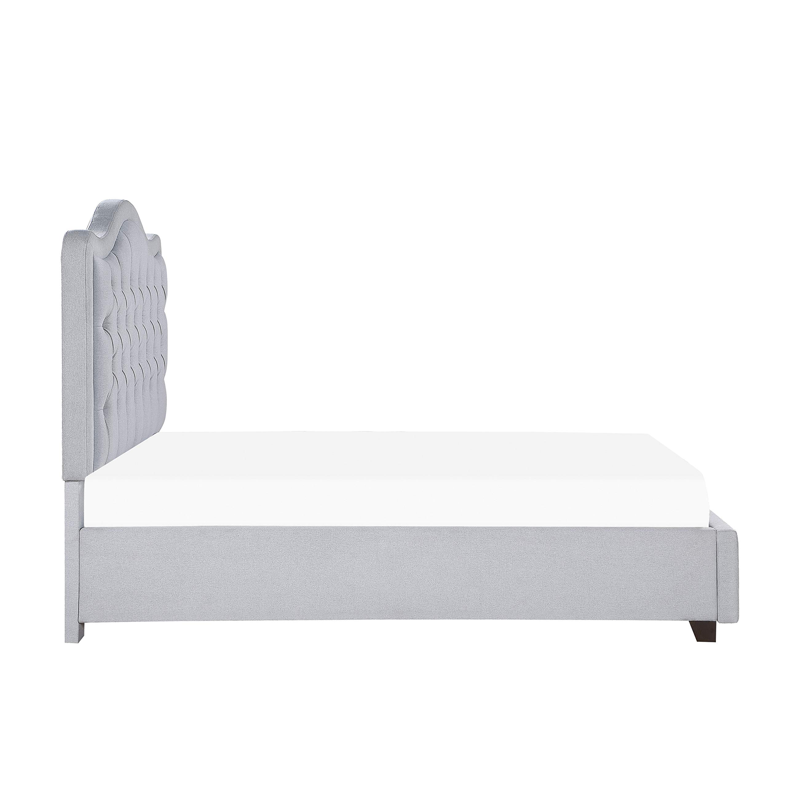 Lexicon Blayden Upholstered King Size Platform Bed Frame with Headboard - Modern Gray Fabric Bedroom Furniture for Master Bedroom & Guest Room
