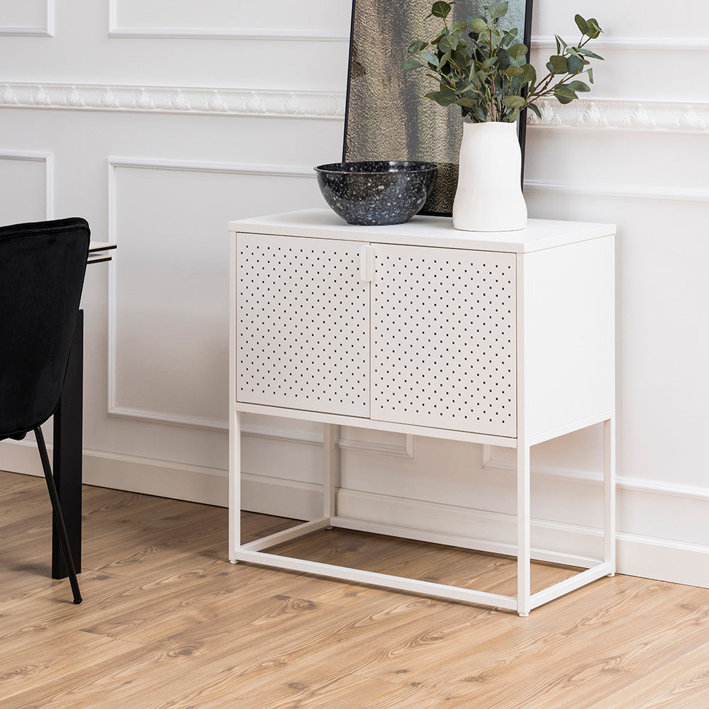Modern White Newton 2-Door Sideboard 82cm - Stylish Storage Cabinet for Living Room, Dining Room & Entryway