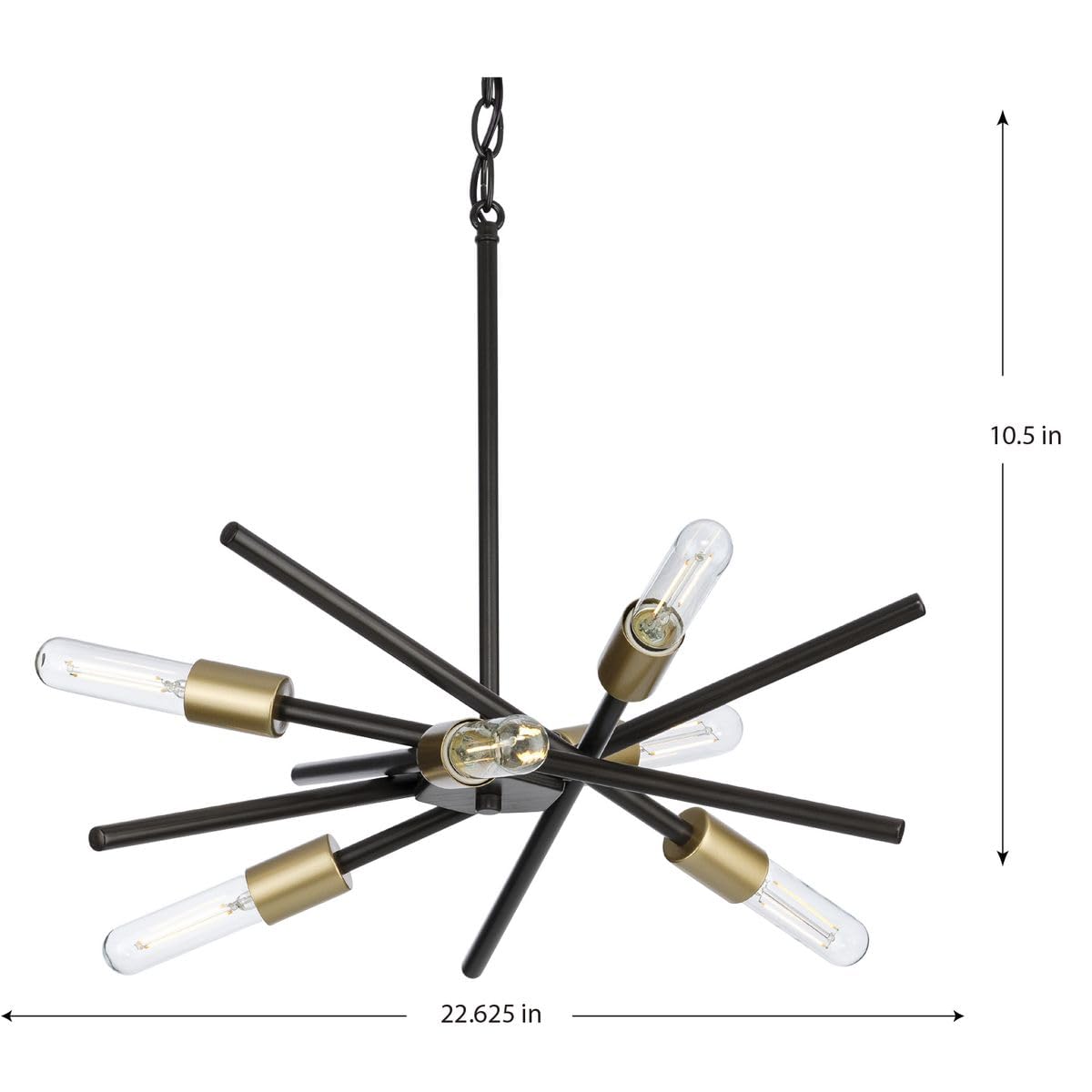 Astra Collection 6-Light Mid-Century Modern Chandelier in Antique Bronze - Perfect for Dining Room, Living Room, and Bedroom Lighting