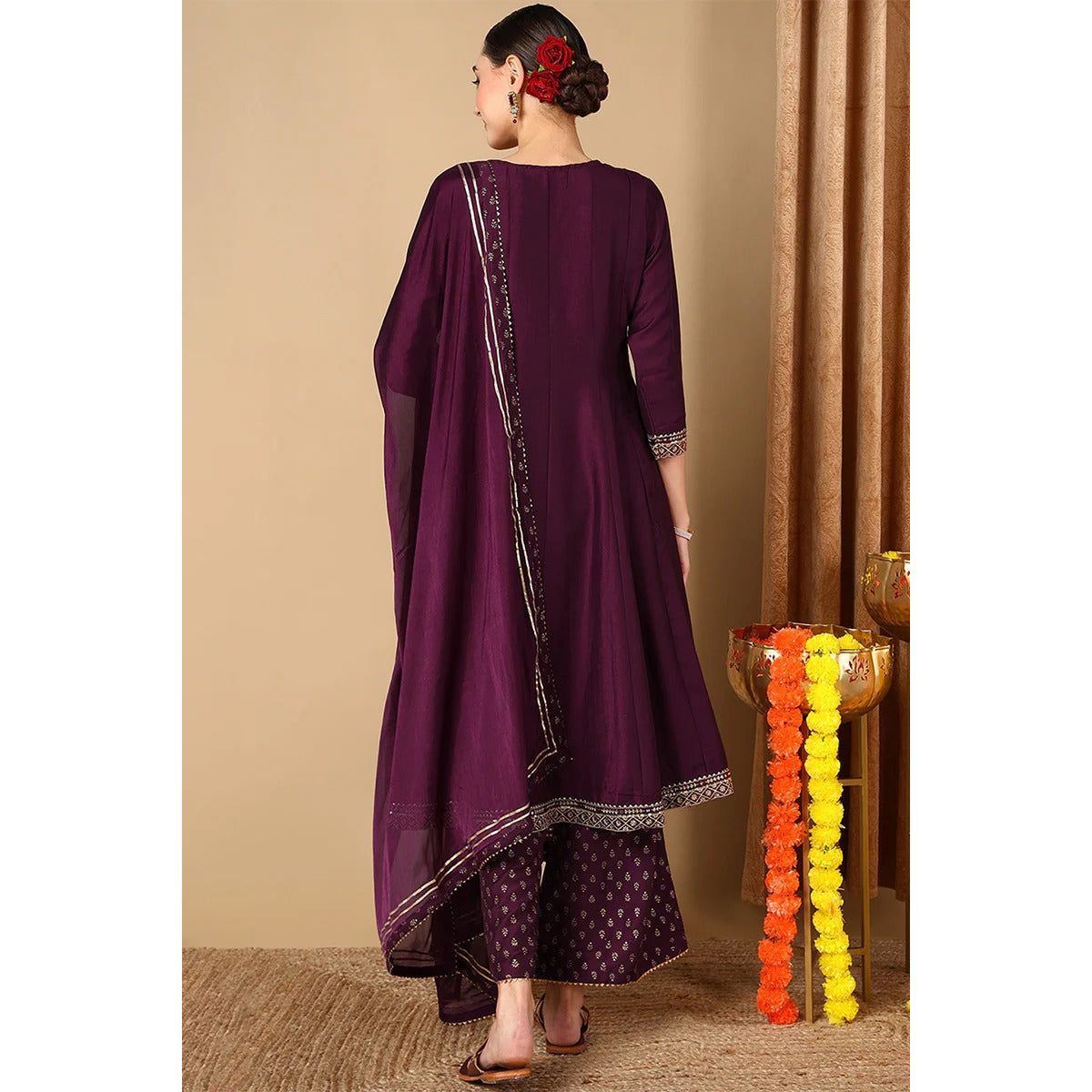 Elegant Purple Silk Blend Anarkali Suit for Women - Festive & Party Wear - Perfect for Weddings, Diwali & Special Occasions
