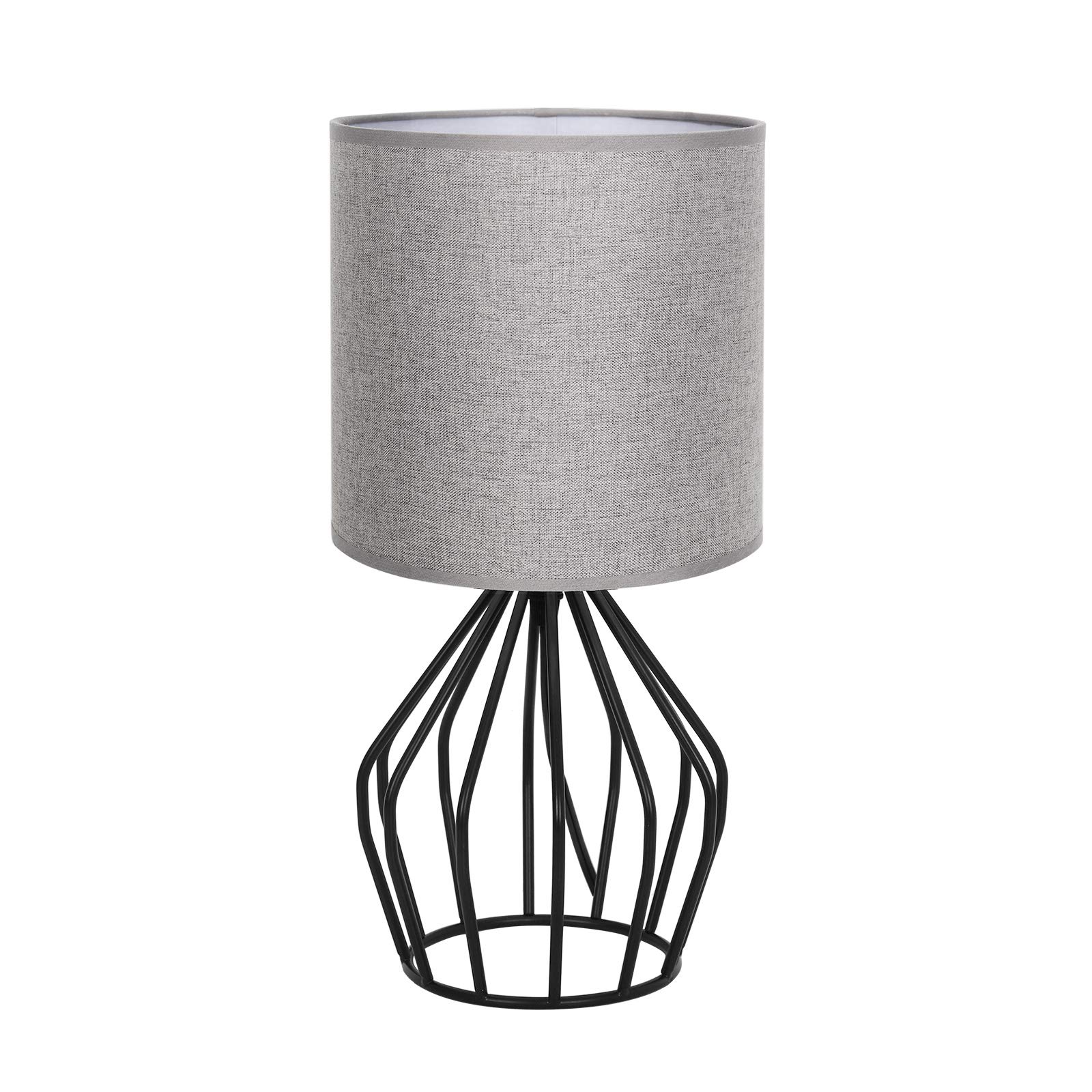 HAITRAL Farmhouse Table Lamp - Small Nightstand Lamp for Bedroom, Black Metal Cage Table Lamp with Hollowed Out Base for Living Room, Dorm, Office - Perfect for Cozy Reading Nook, Home Office Lighting and Bedside Ambience