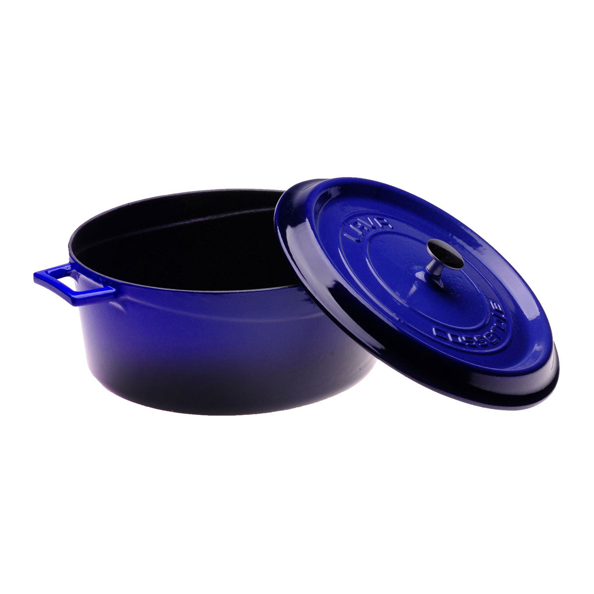 Arcata 7 Quart Blue Cast Iron Round Casserole Dish with Lid - Enameled Dutch Oven for Baking, Roasting & Serving - Perfect for Soups, Stews, Bread & Family Dinners