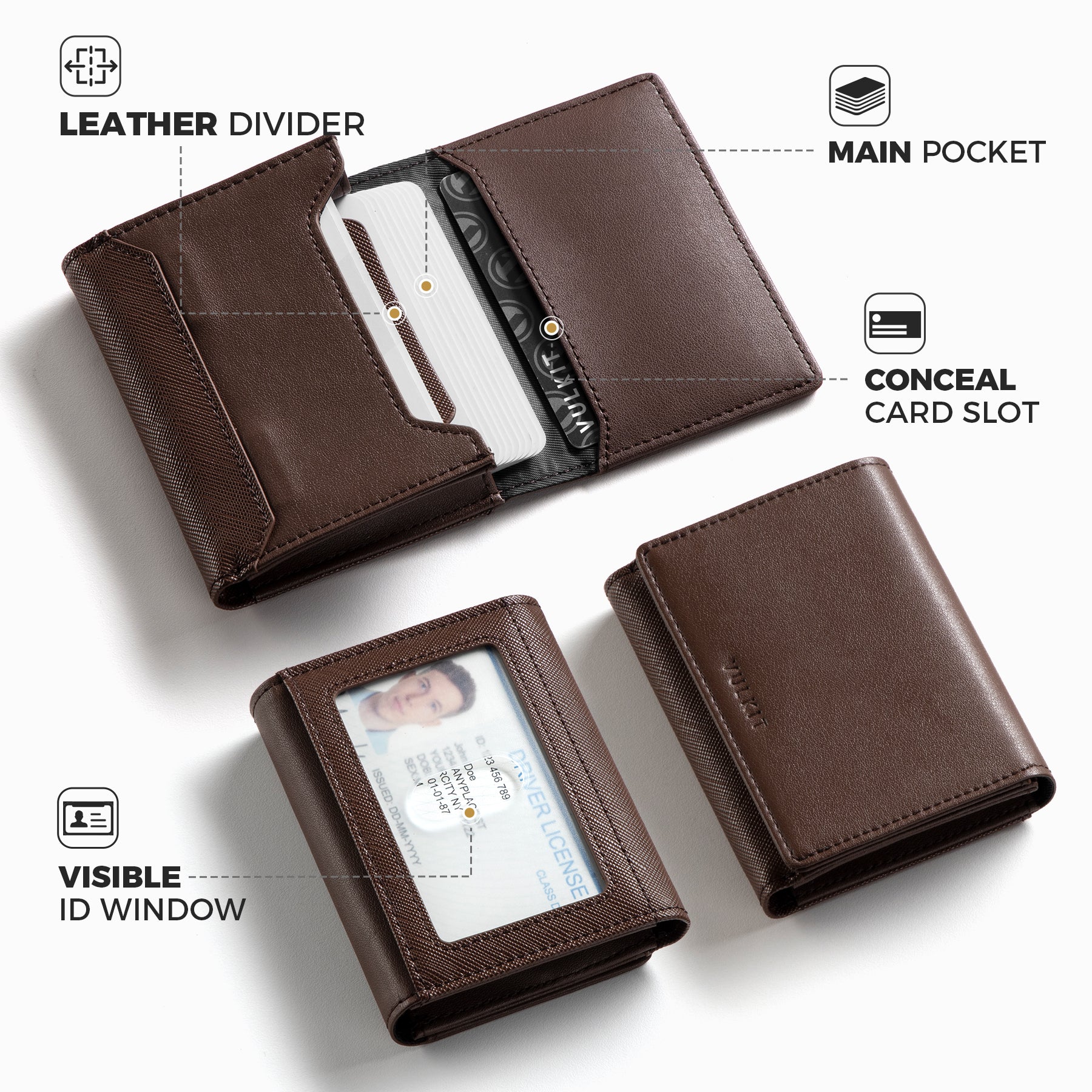 Premium VBC101 Leather Business Card Holder - Magnetic Closure, Holds 40 Cards with ID Window - Perfect for Professionals, Networking & Office Use