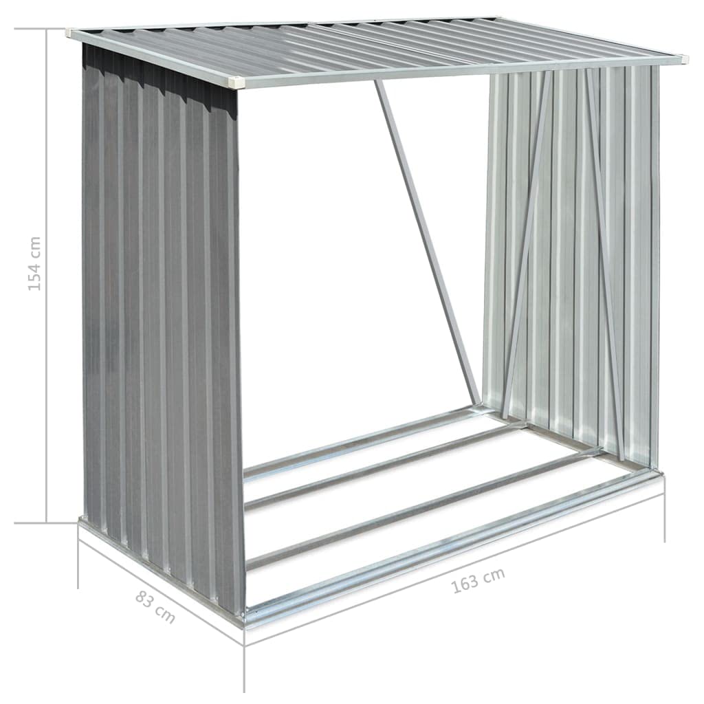 CHARMMA Heavy-Duty Galvanized Steel Firewood Storage Shed - 64.2