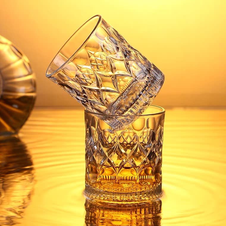 Premium DOMINGO HUB® Whiskey Glasses Set of 2 - 300ml Thick Bottom Old Fashioned Bar Glasses for Scotch, Bourbon, Brandy & Cocktails - Ideal Gift for Whiskey Lovers & Home Bar Enthusiasts - Perfect for Entertaining, Relaxing & Special Occasions