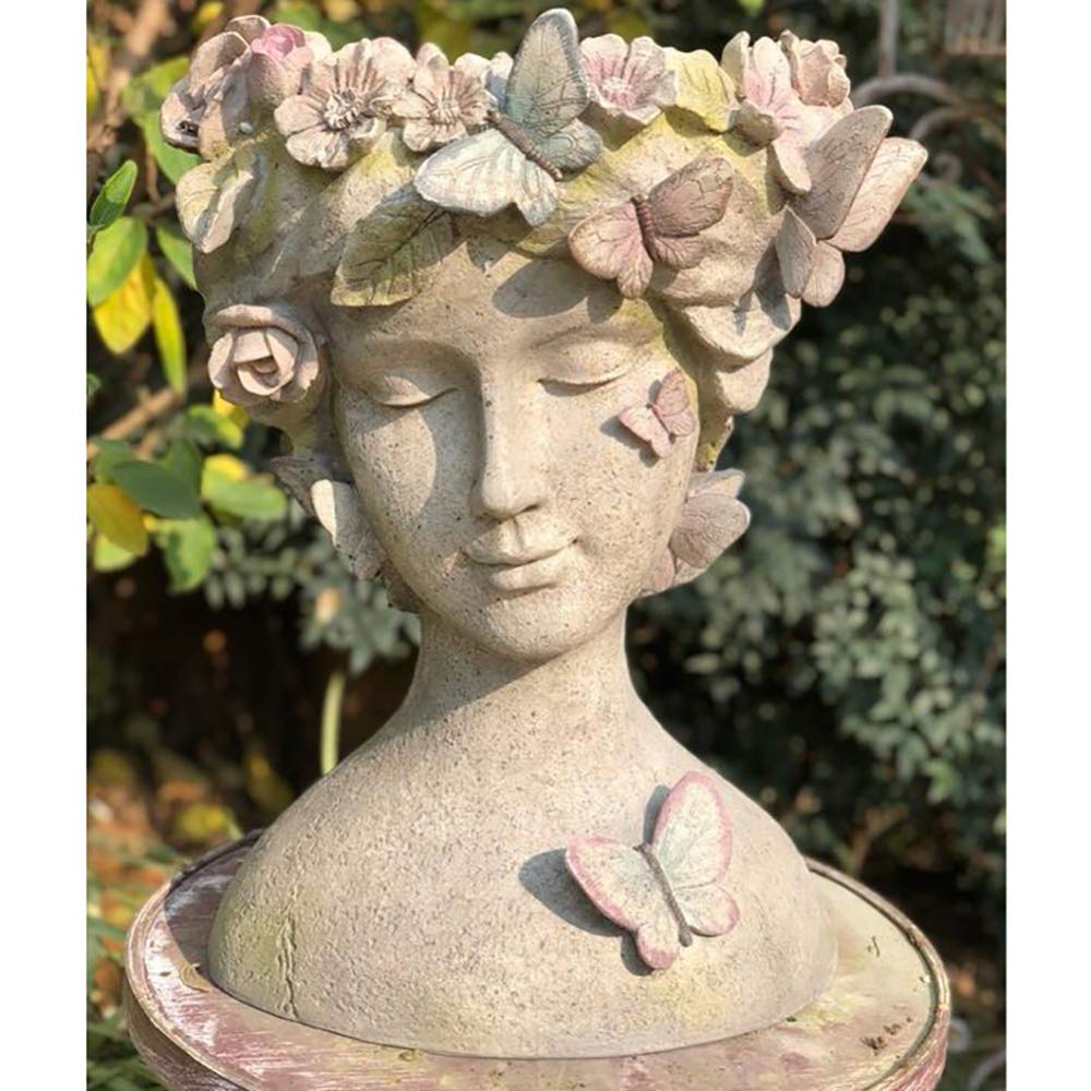 Butterfly Fairy Face Resin Flower Pot - Indoor Outdoor Garden Planter for Plants, Flowers & Succulents - Perfect for Home Decor, Patio & Garden Decorations