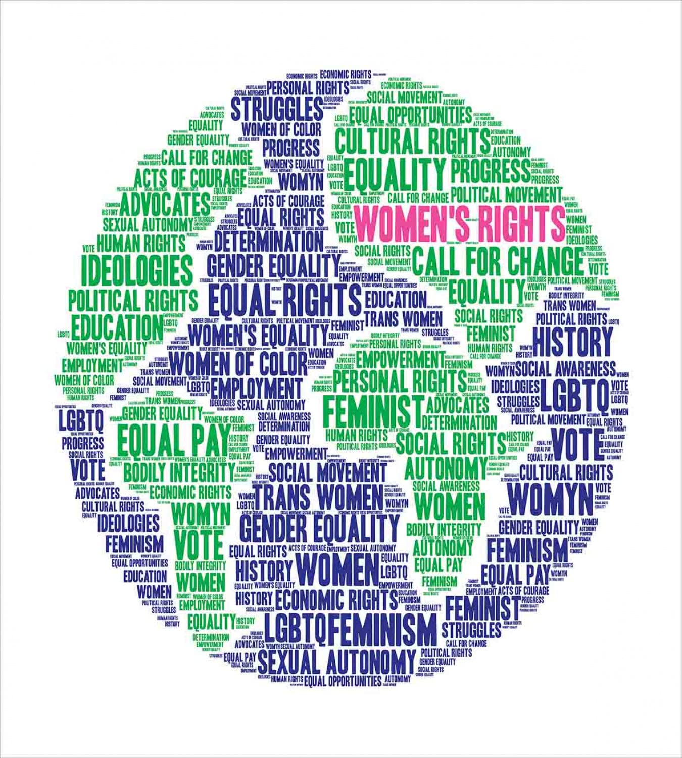 Ambesonne Feminist Duvet Cover Set - Queen Size 2-Pack with 2 Duvet Covers & 4 Pillowcases - Gender Equality & Women's Rights World Globe Design in Indigo, Fern Green & Pink - Perfect for Bedroom Decor & Social Justice Themed Spaces
