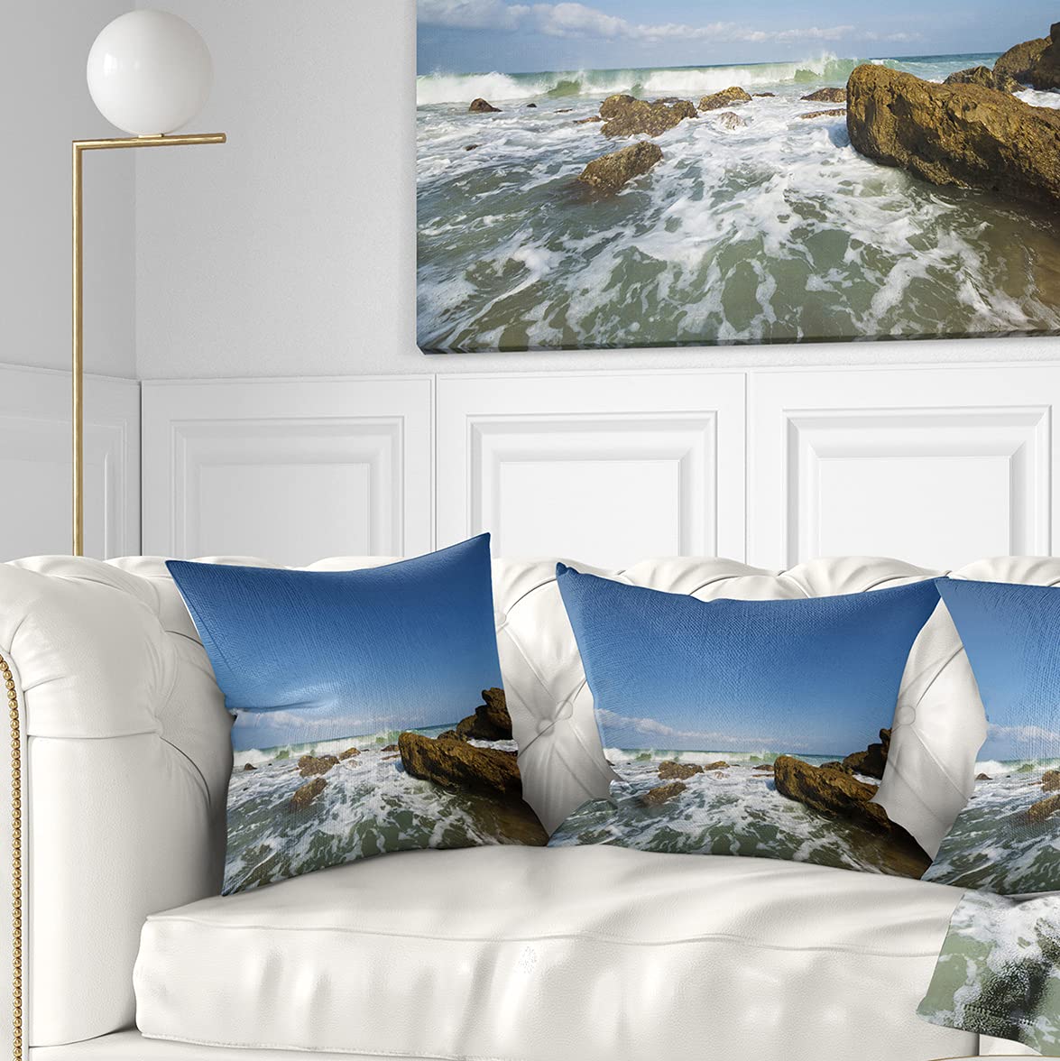 DesignQ CU7669 Soft White Decorative Throw Pillow Cushion 18x18 Inches for Sofa, Bed & Home Decor - Perfect for Living Room, Bedroom & Office