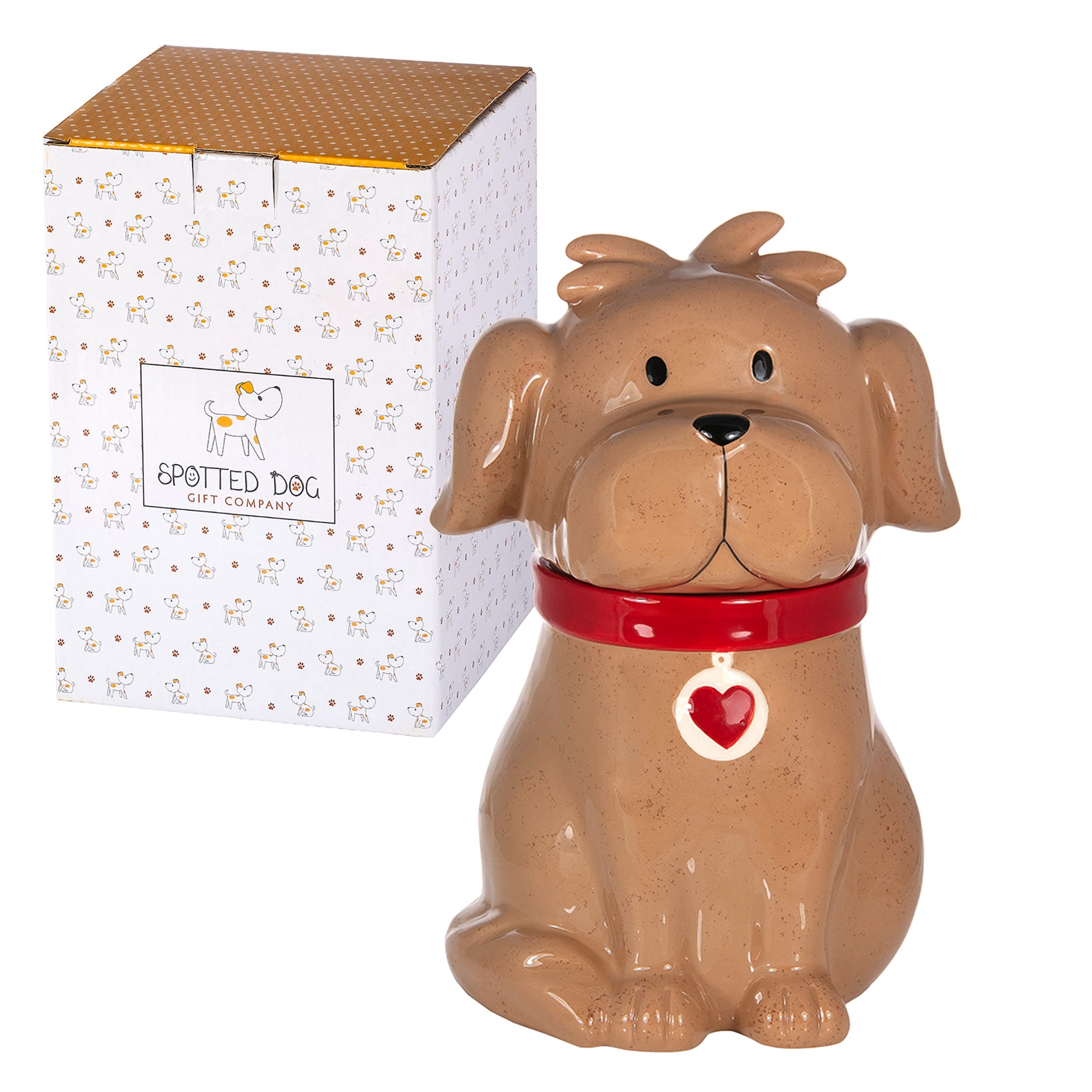 SPOTTED DOG GIFT COMPANY Ceramic Cookie Jar with Lid - Large Dog-Themed Biscuit Storage Canister for Kitchen, Cute Novelty Dog Decor & Perfect Gift for Dog Lovers - Ideal for Cookies, Treats & Kitchen Organization