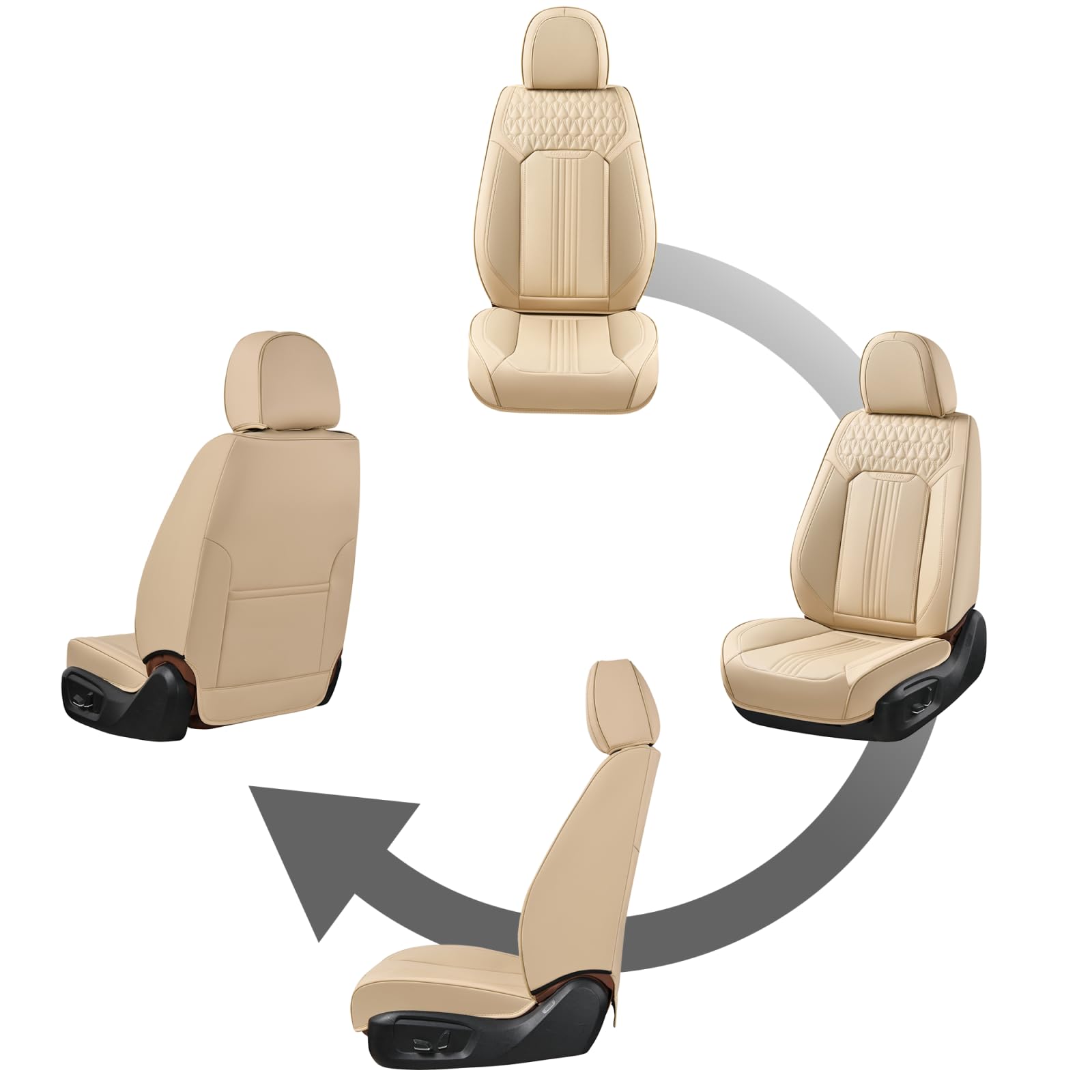 Premium Waterproof Leatherette Car Seat Covers - Universal Fit for Most Cars (Front Seats, Beige) | Durable Seat Protectors for Comfort & Style | Perfect for Daily Commutes, Road Trips & Pet Owners