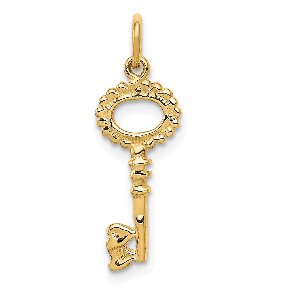14K Yellow Gold Heart Bit Pendant - Black Bow Jewelry Key To My Heart Necklace for Women, Romantic Gift for Valentine's Day, Anniversary & Special Occasions