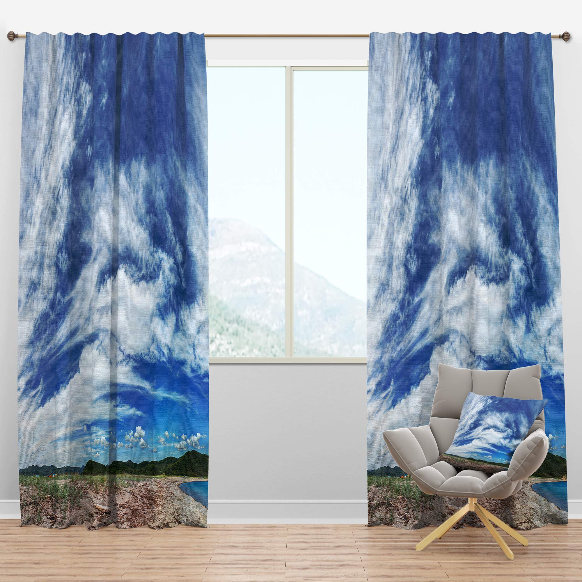 DesignQ Blackout Curtains 'Awesome Pacific Ocean' - Thermal Insulated Single Panel Window Drapes (52x63 inches) for Bedroom & Living Room - Noise Reducing & Energy Saving Home Decor